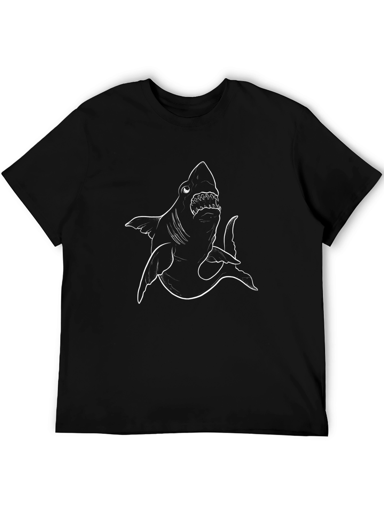Shark Graphic Print Black T-Shirt