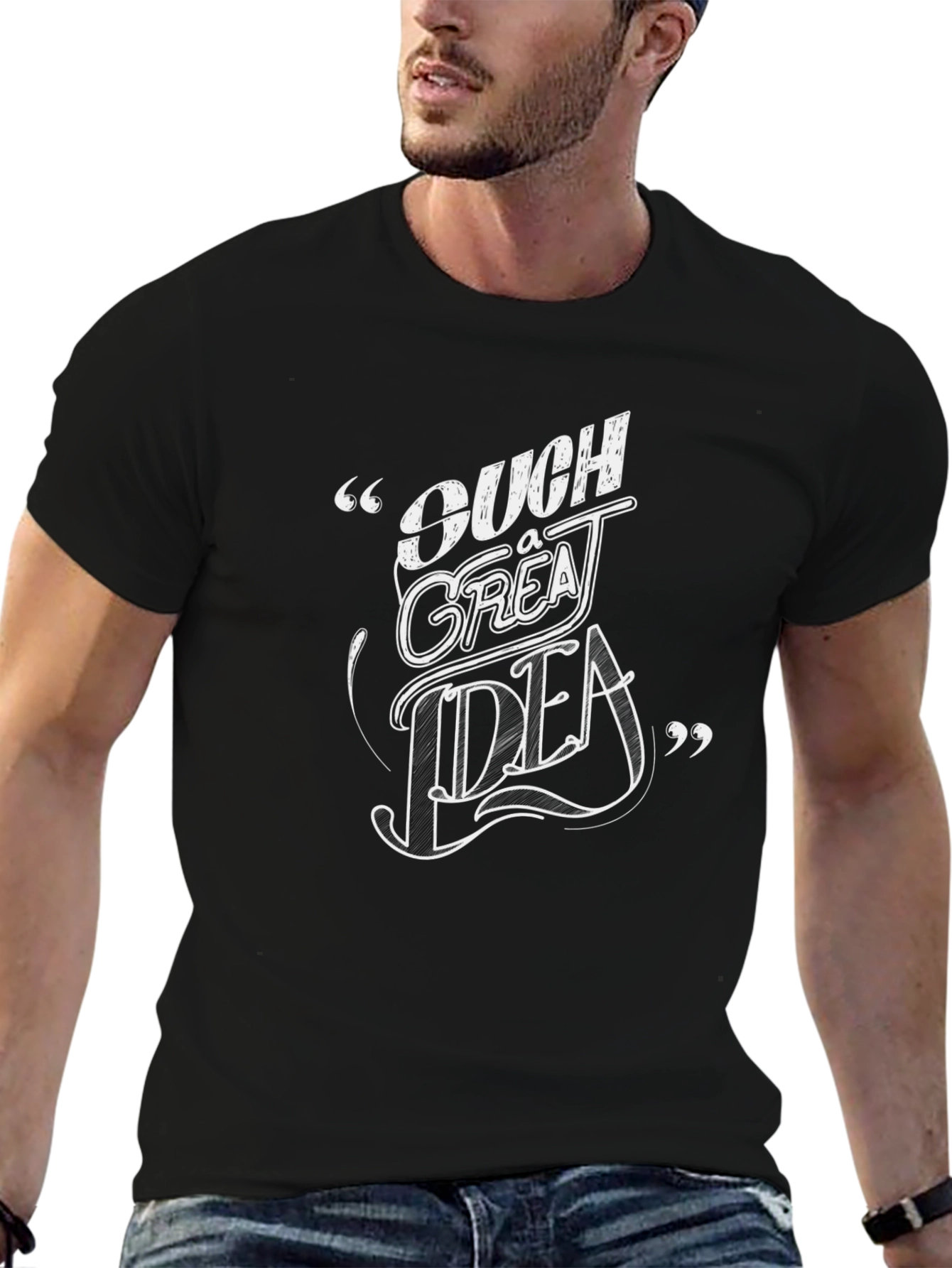 Ouch Great Idea Graphic T-Shirt - Unisex Black Tee
