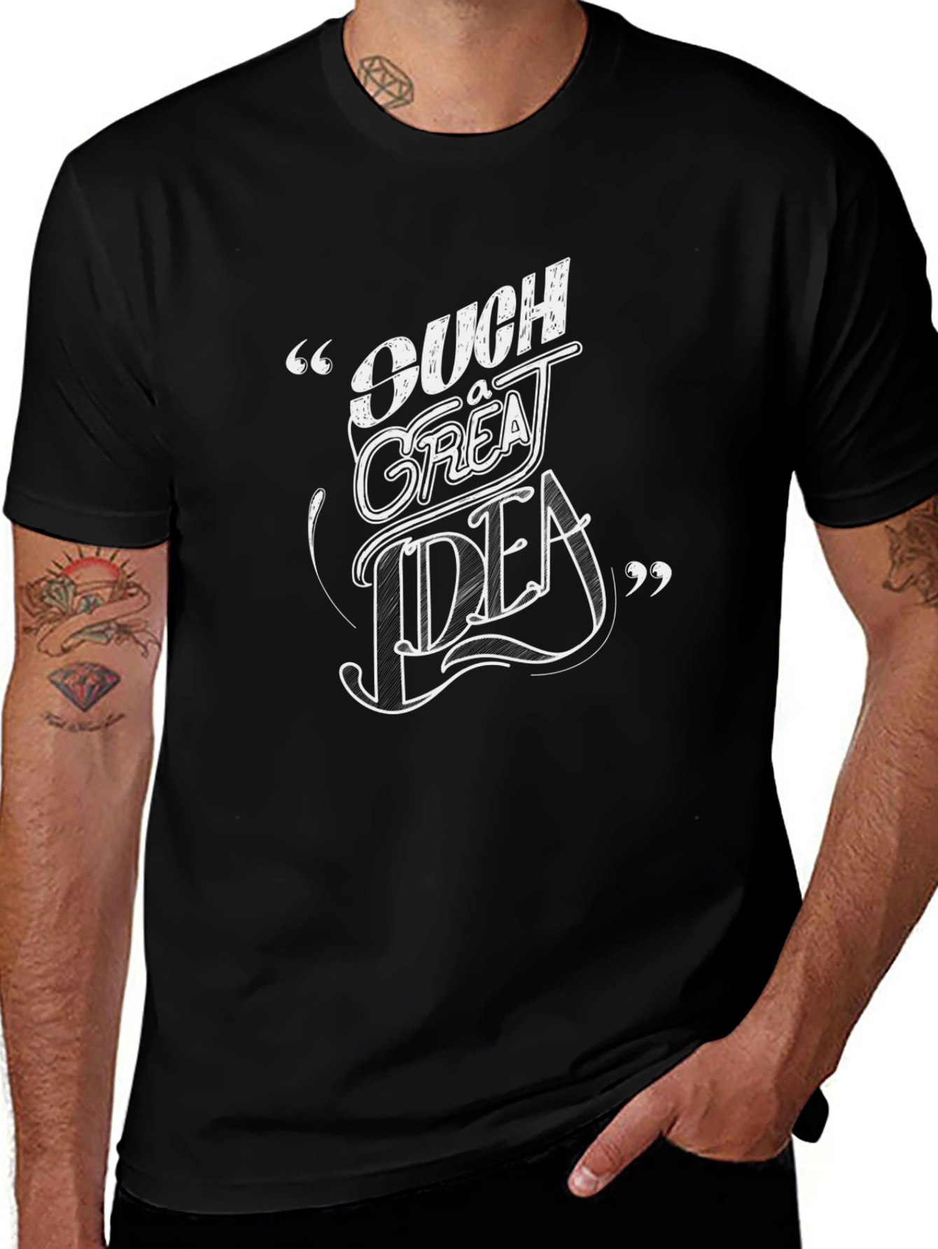 Ouch Great Idea Graphic T-Shirt - Unisex Black Tee