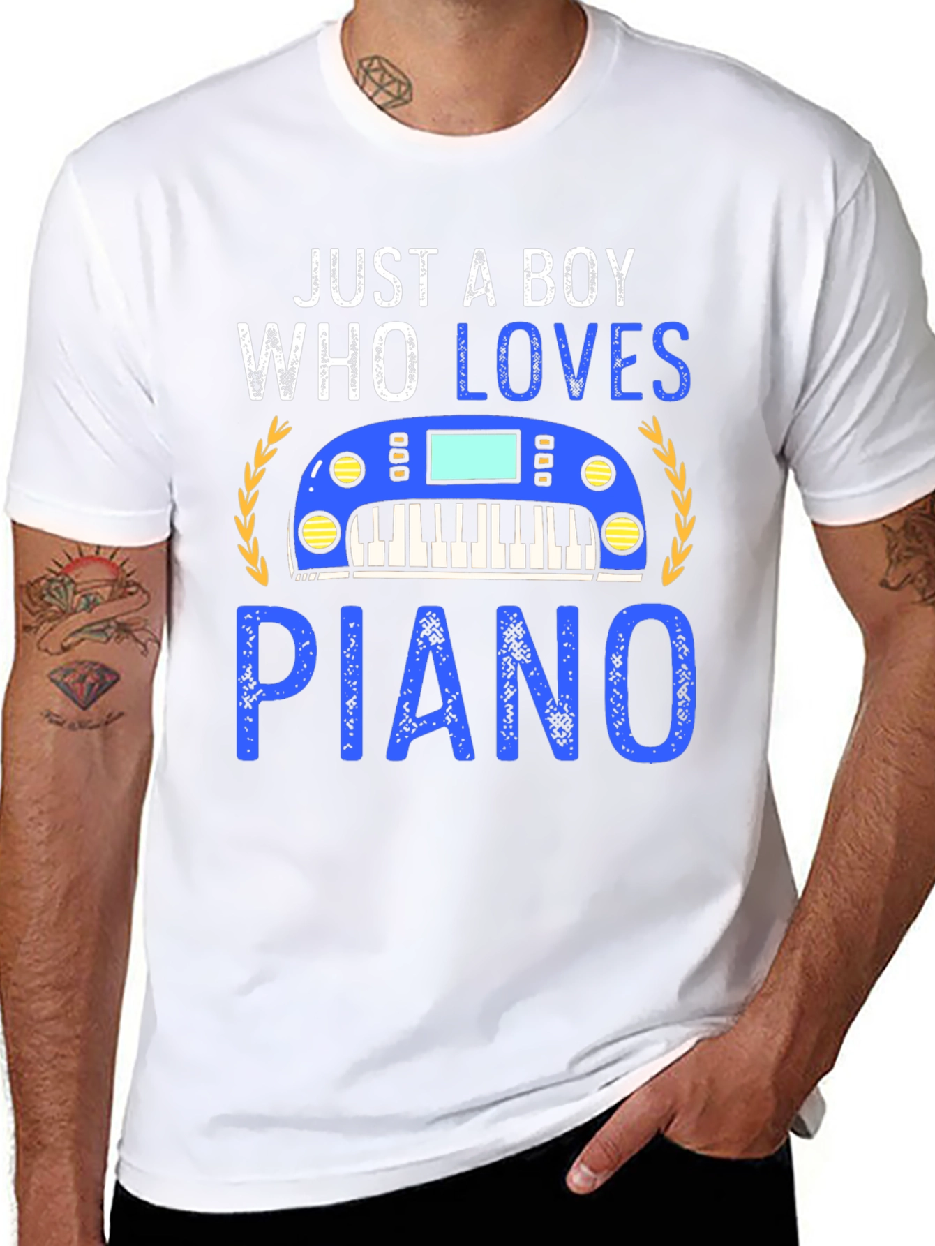 Just a Boy Who Loves Piano Graphic Tee