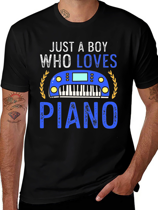 Just a Boy Who Loves Piano Graphic Tee