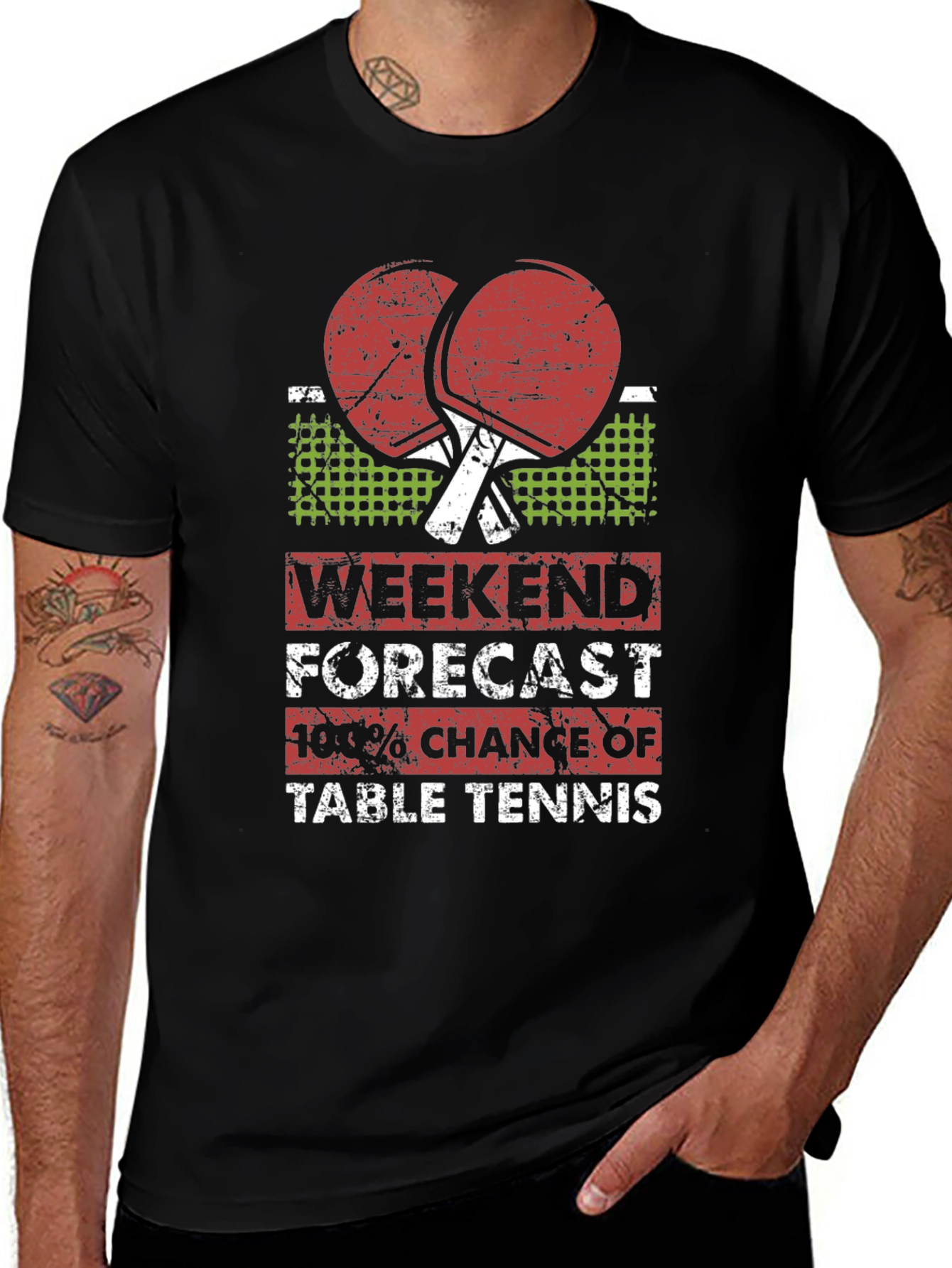 Weekend Table Tennis Forecast Graphic Tee