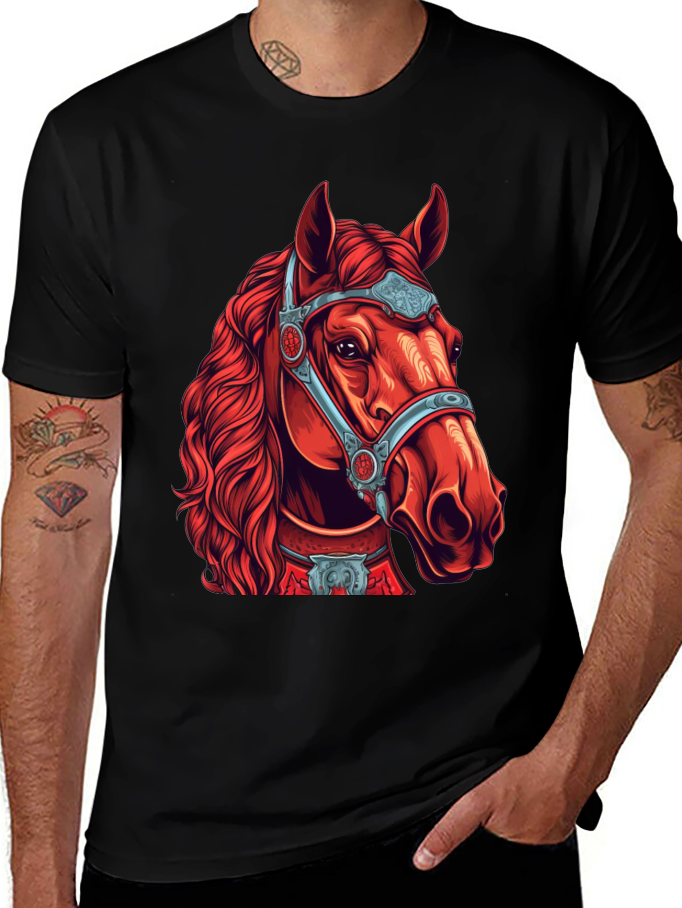 Red Horse Graphic Tee - Equestrian Style