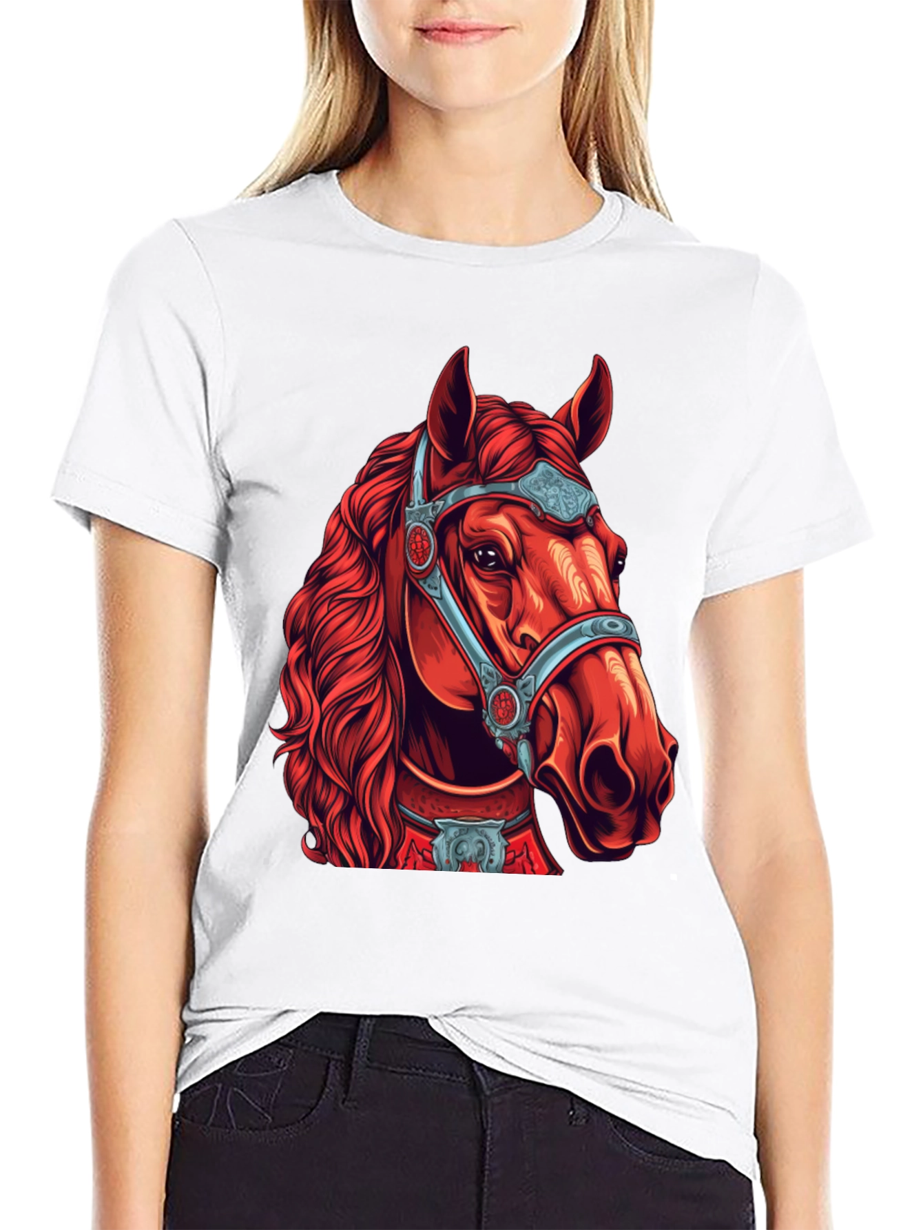 Red Horse Graphic Tee - Equestrian Style