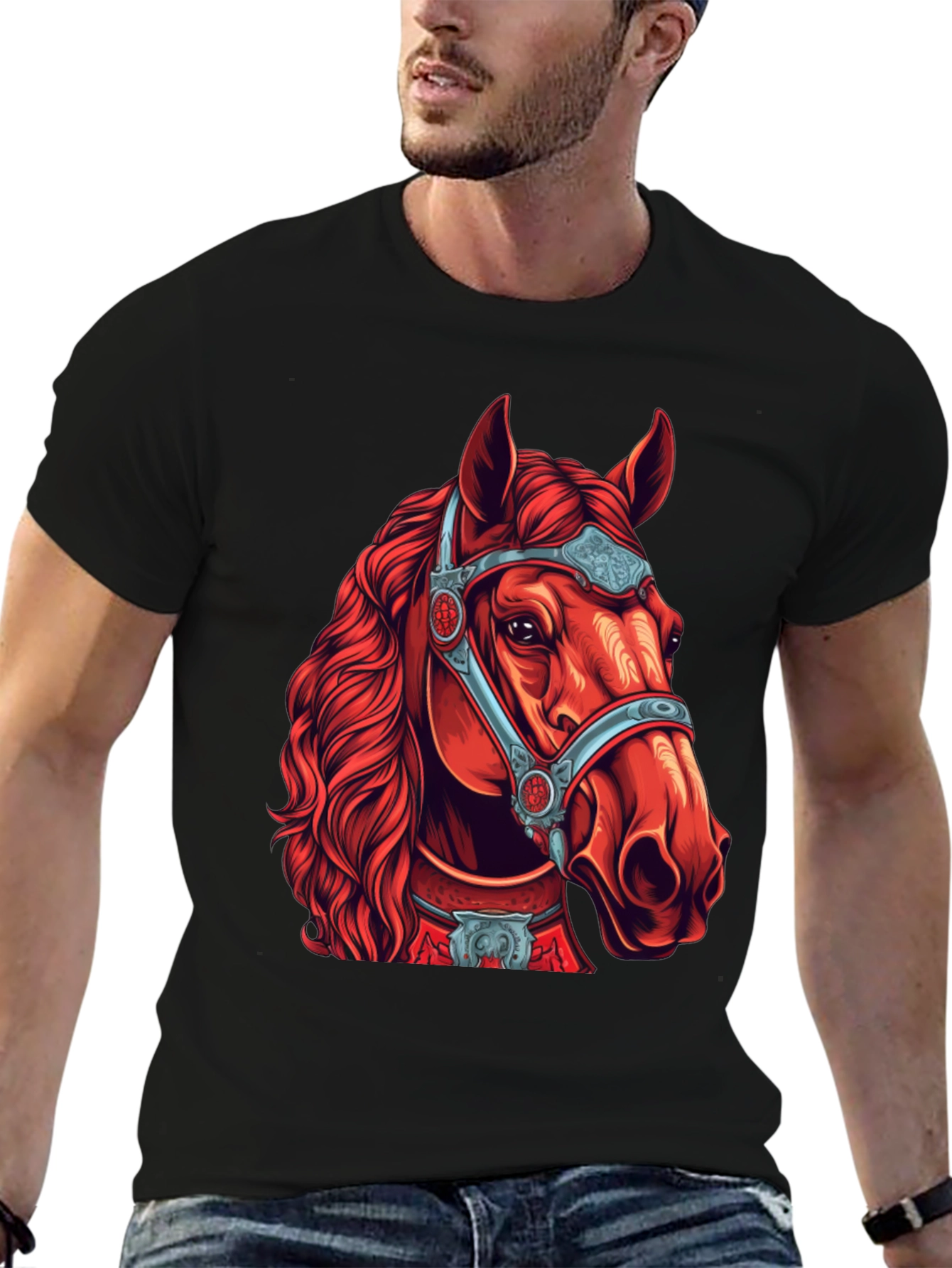 Red Horse Graphic Tee - Equestrian Style