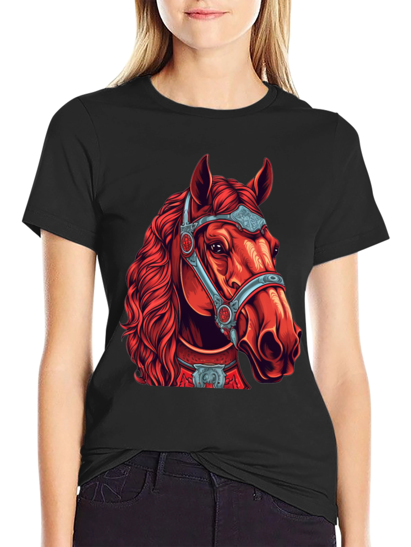 Red Horse Graphic Tee - Equestrian Style
