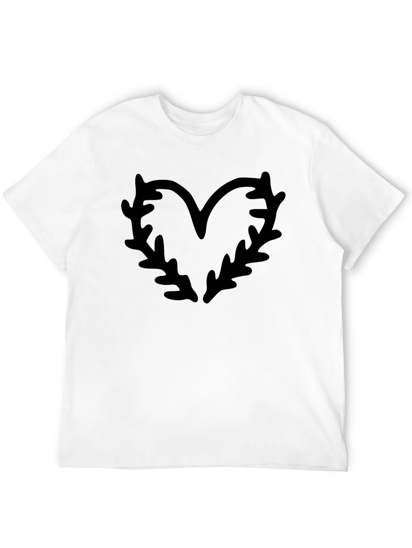 Unique Heart Fern Graphic Black T-Shirt