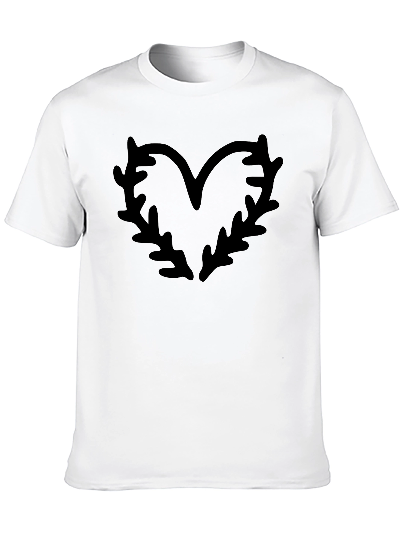 Unique Heart Fern Graphic Black T-Shirt