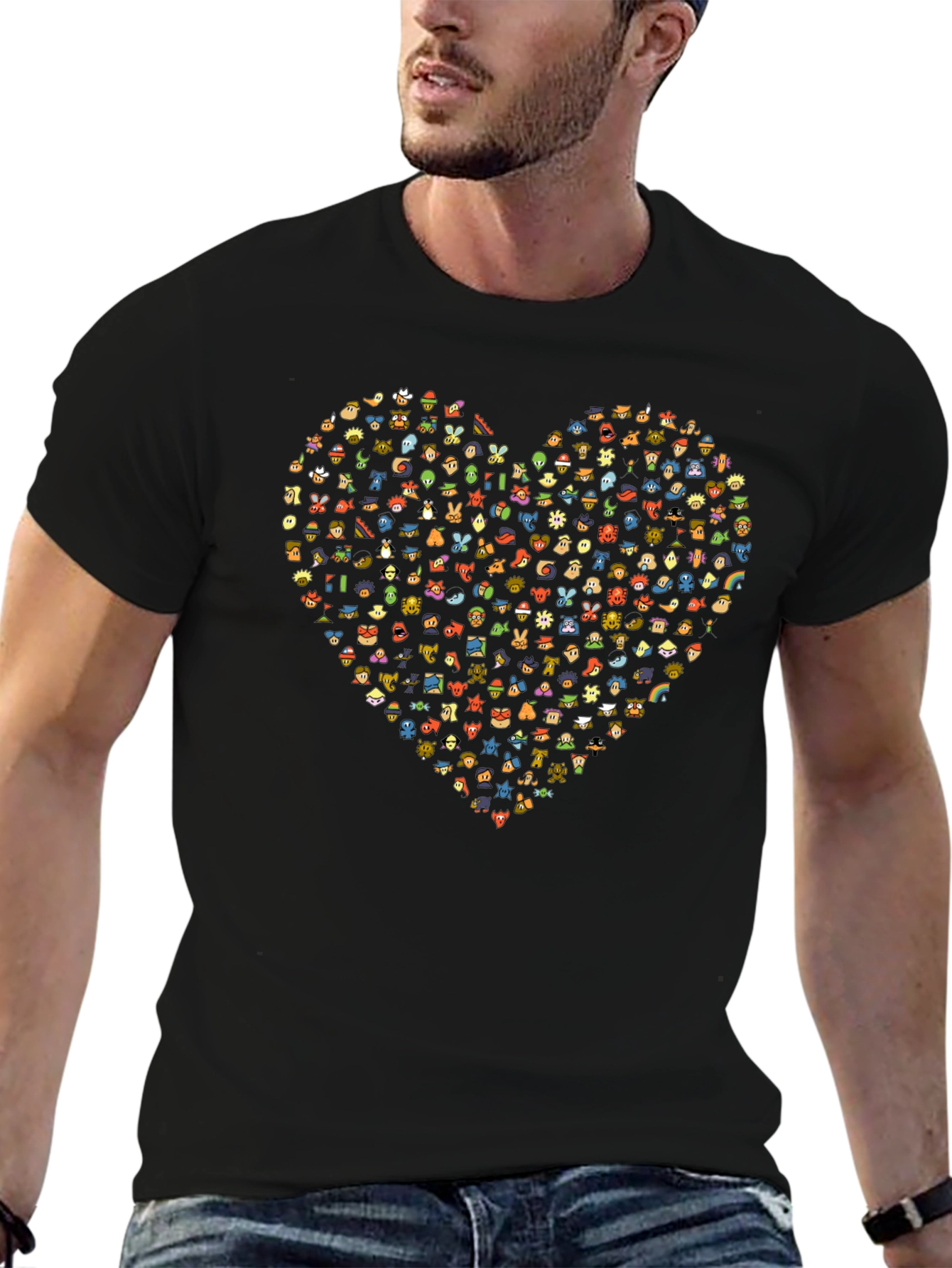 Heart Emoji Graphic Black T-Shirt