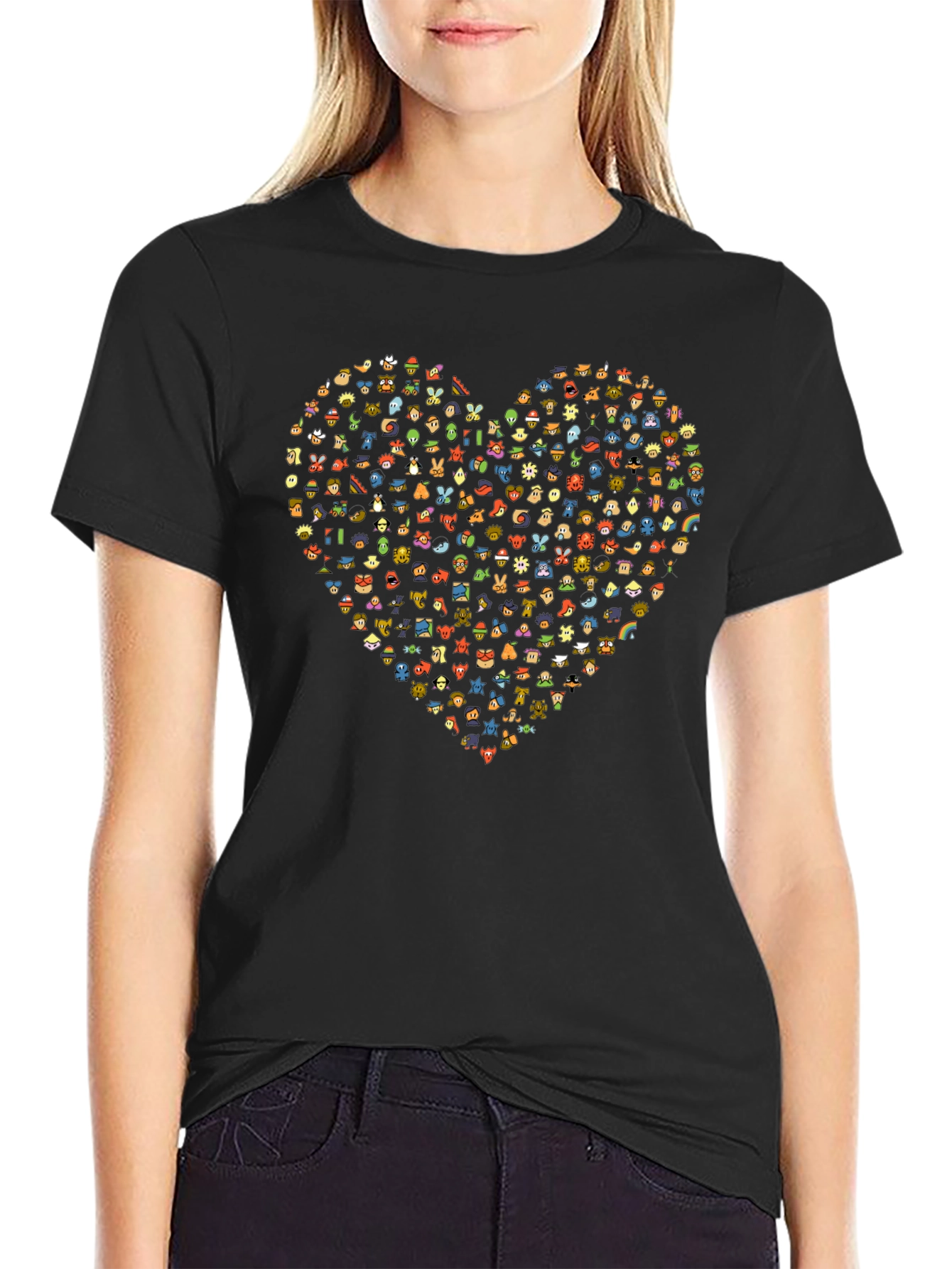 Heart Emoji Graphic Black T-Shirt