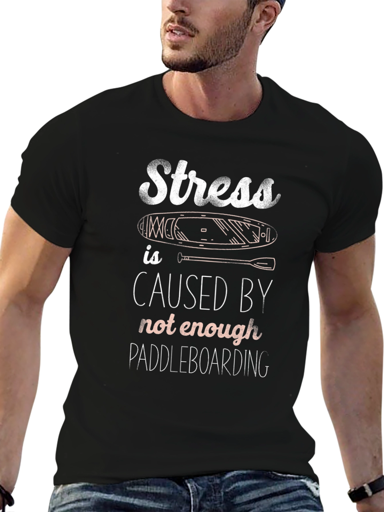 Stress Paddleboarding T-Shirt - Black Graphic Tee