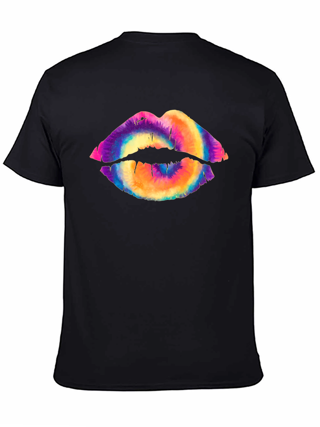 Tie Dye Lips Graphic Tee - Unisex Black T-Shirt