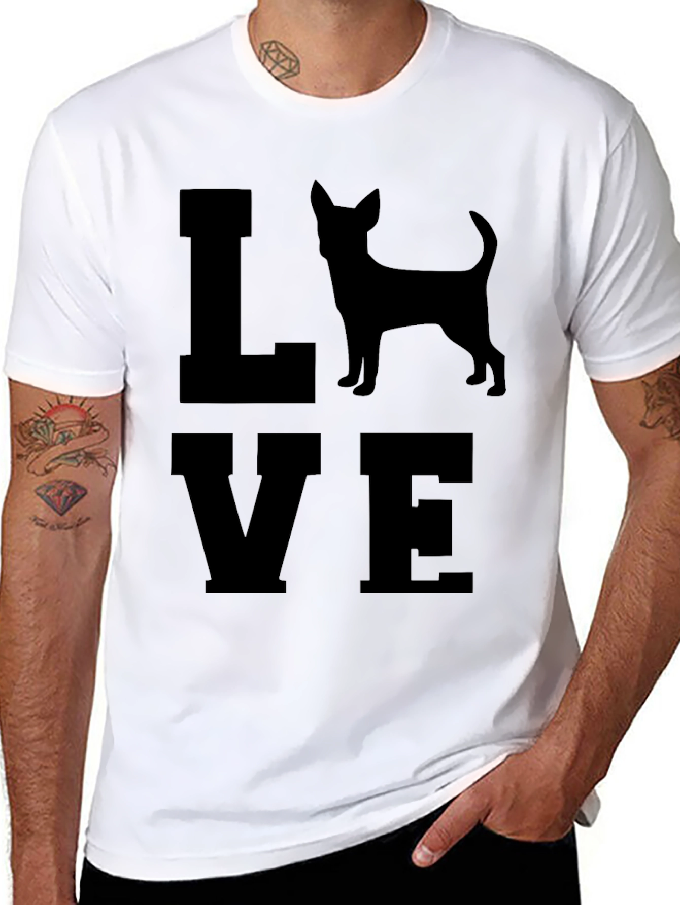 Love Chihuahua Mens Black T-Shirt
