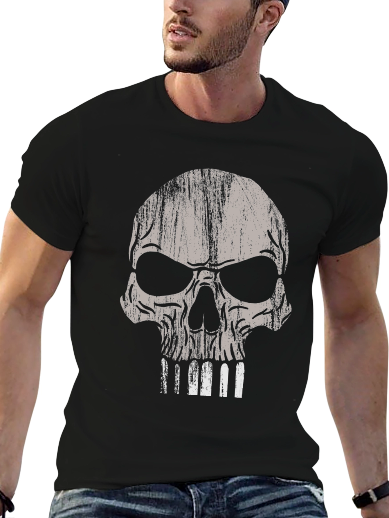 Skull Graphic Print Black T-Shirt