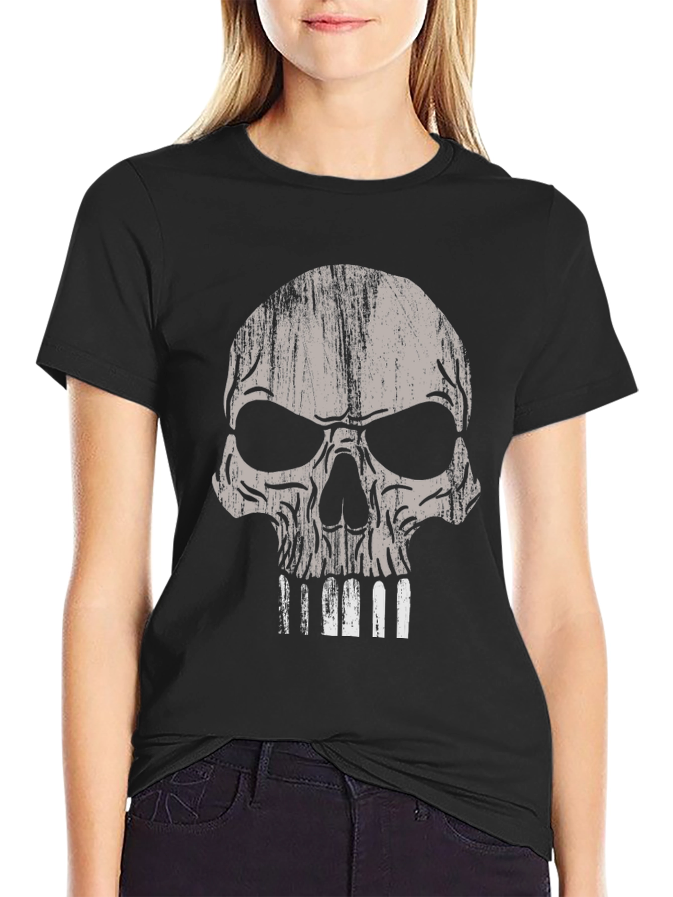 Skull Graphic Print Black T-Shirt