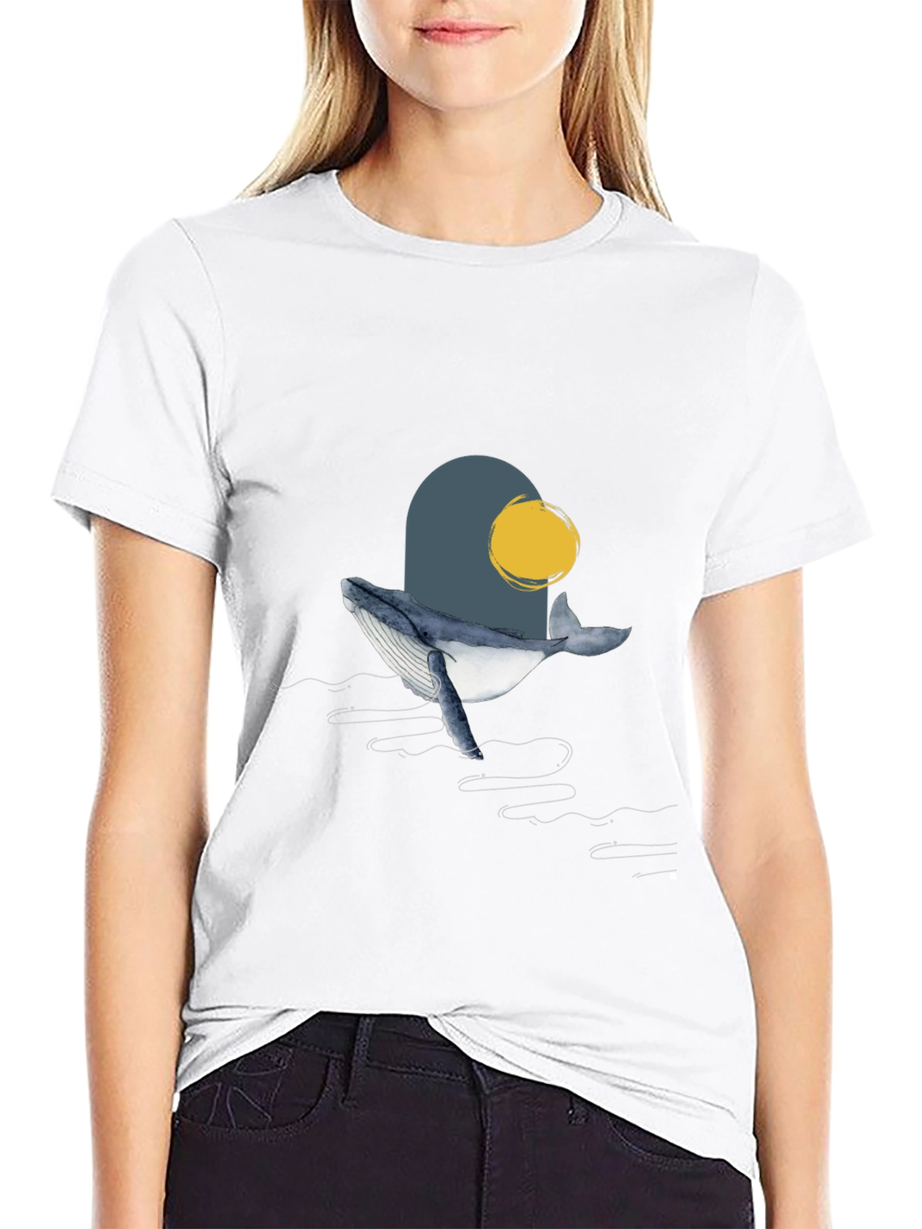 Whale Graphic T-Shirt - Modern Art Style