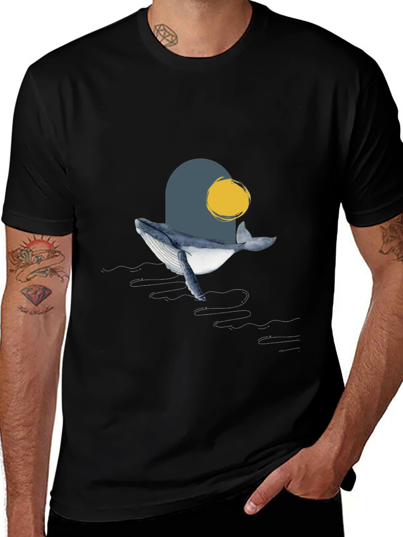 Whale Graphic T-Shirt - Modern Art Style