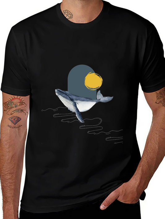 Whale Graphic T-Shirt - Modern Art Style