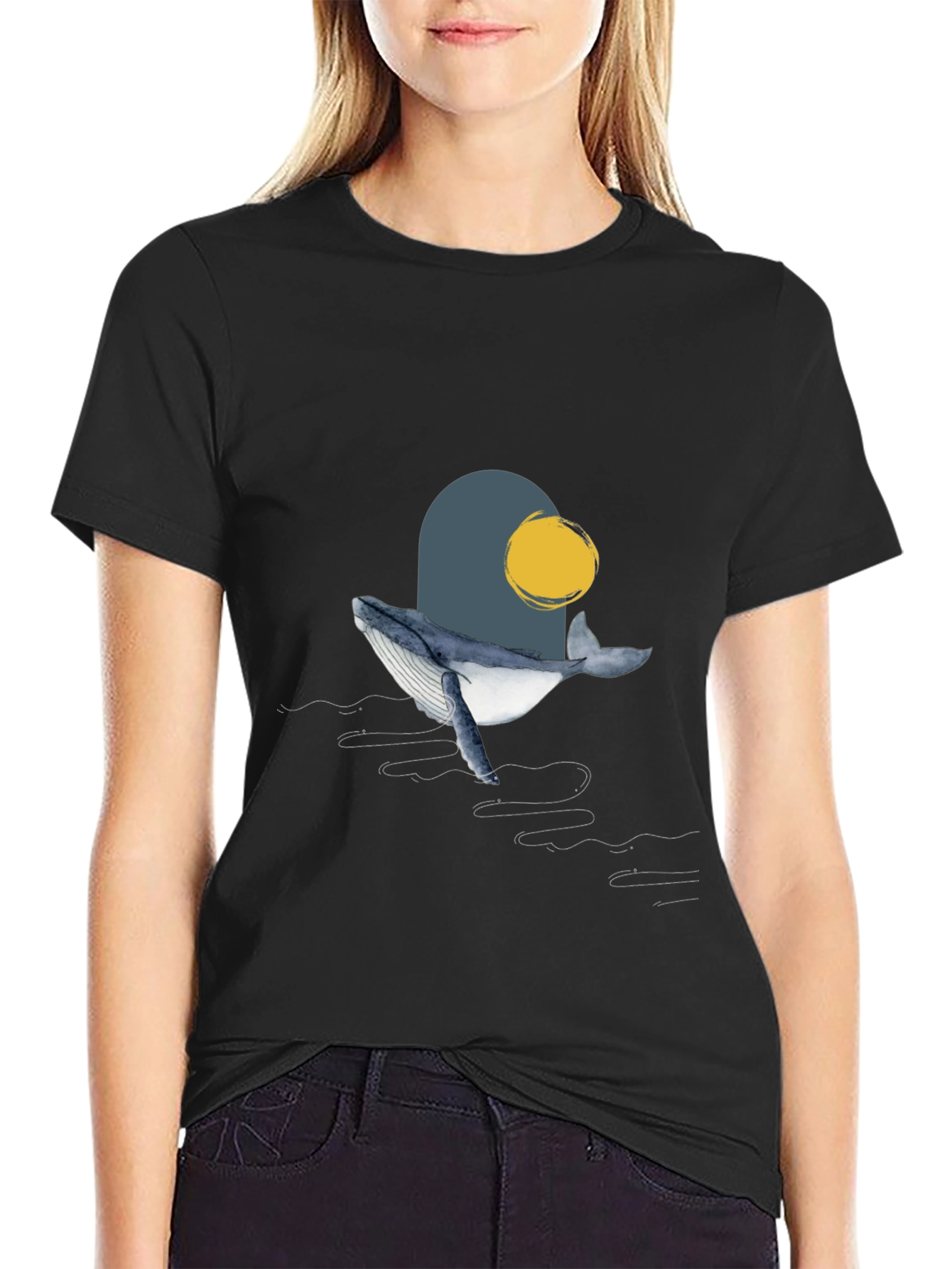 Whale Graphic T-Shirt - Modern Art Style