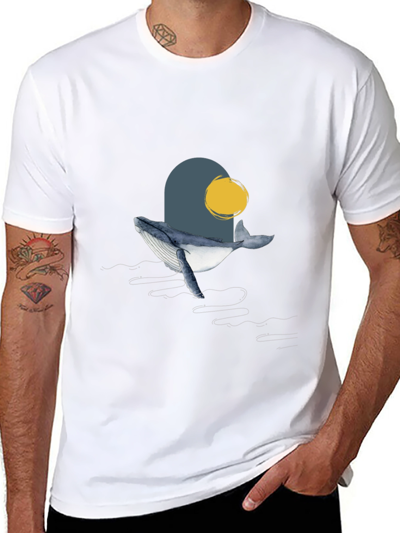 Whale Graphic T-Shirt - Modern Art Style