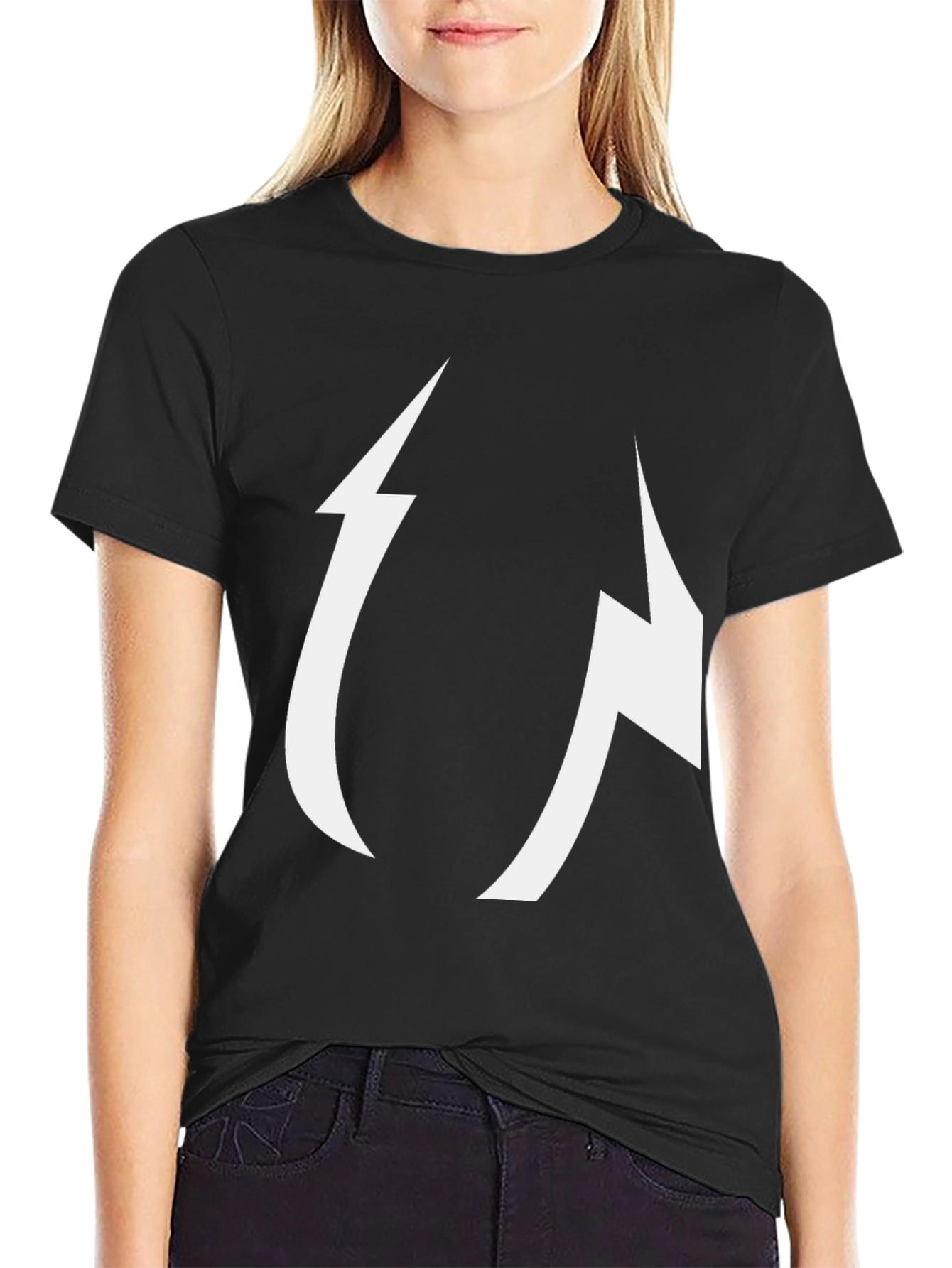 Abstract Lightning Bolt Graphic Black Tee