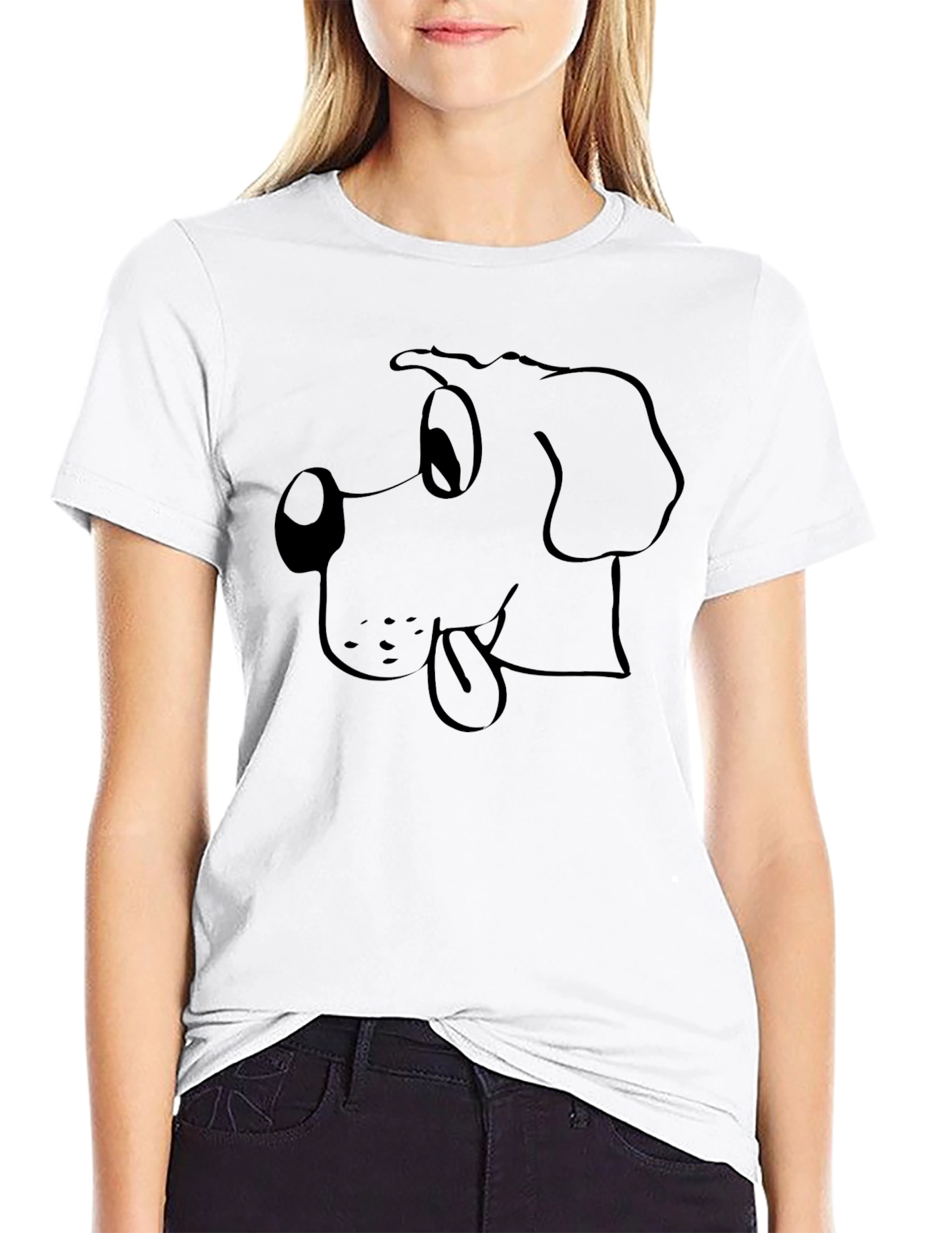Cartoon Dog Tee - Classic Black T-Shirt
