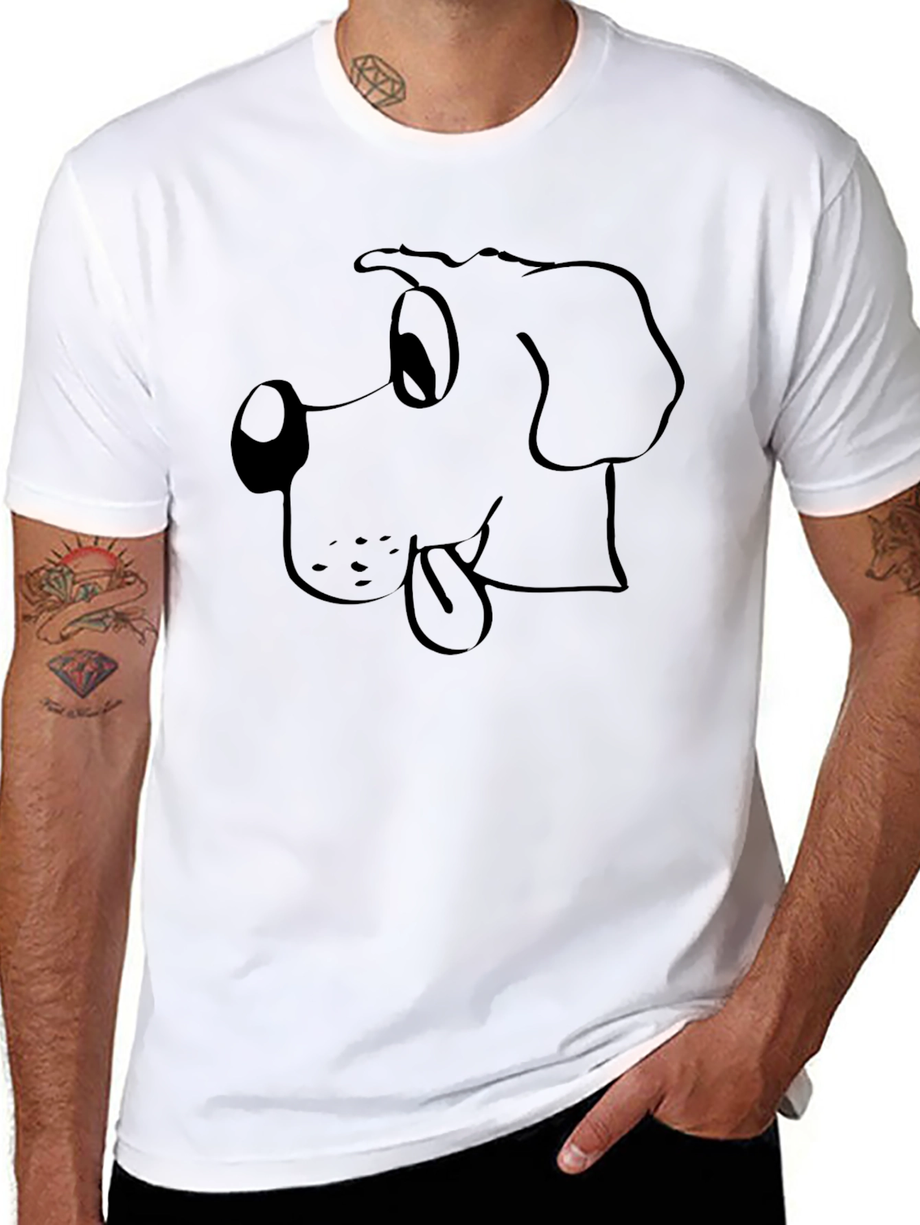 Cartoon Dog Tee - Classic Black T-Shirt