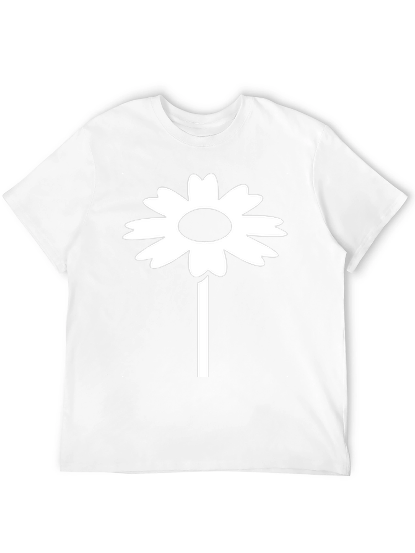 Black T-Shirt with White Daisy Flower Design