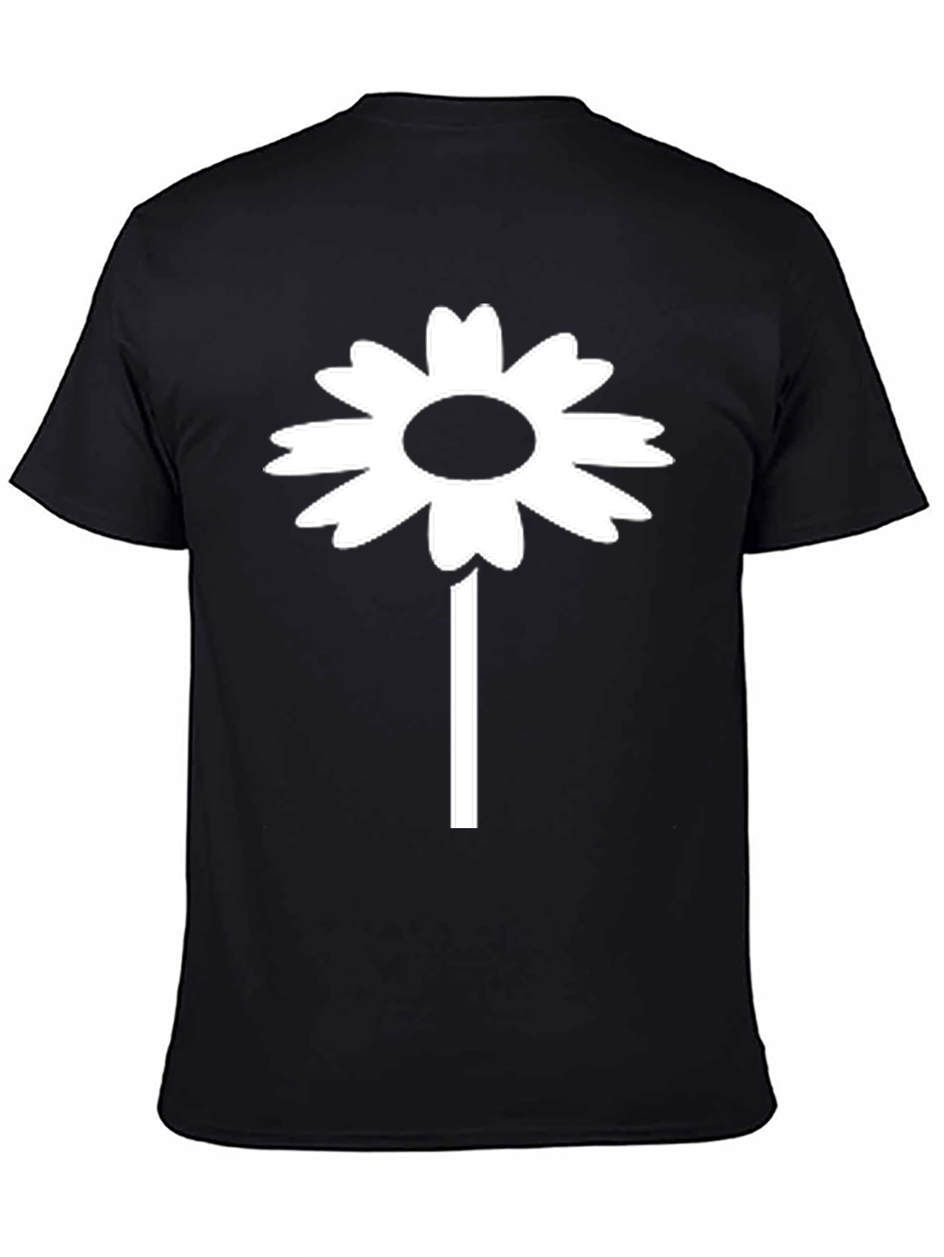 Black T-Shirt with White Daisy Flower Design