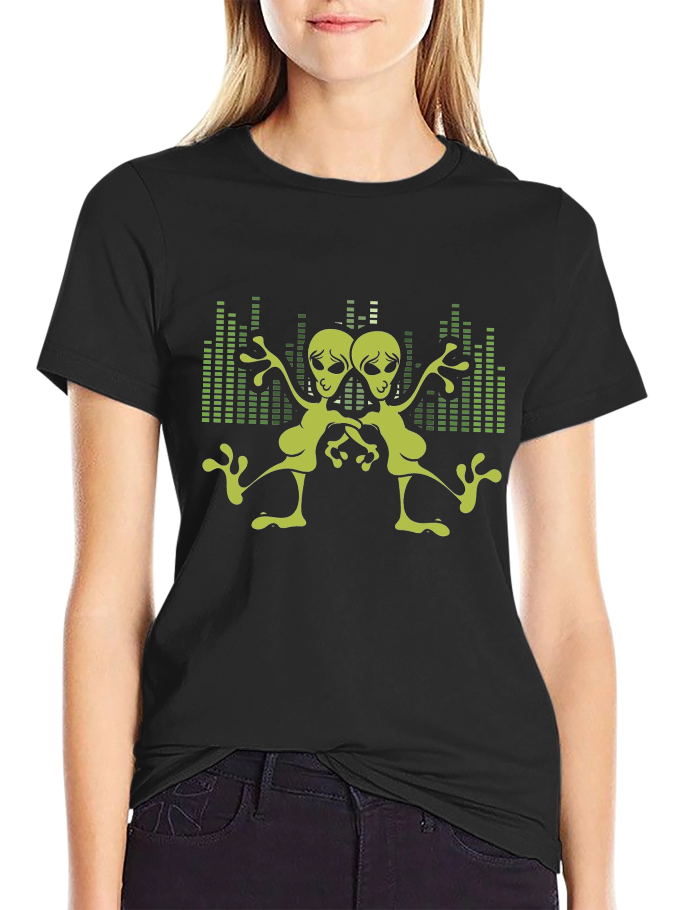 Alien Graphic Tee - Black Cotton T-Shirt