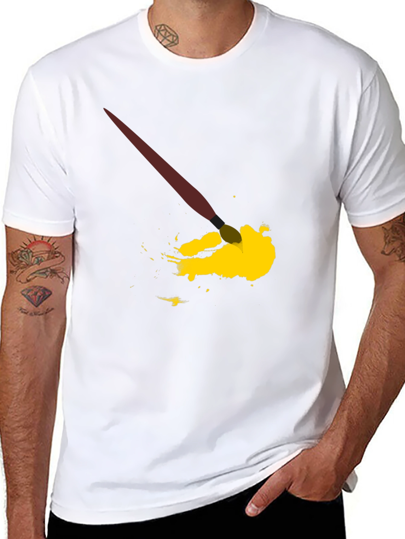 Paintbrush Splatter Graphic Tee - Artistic Expression