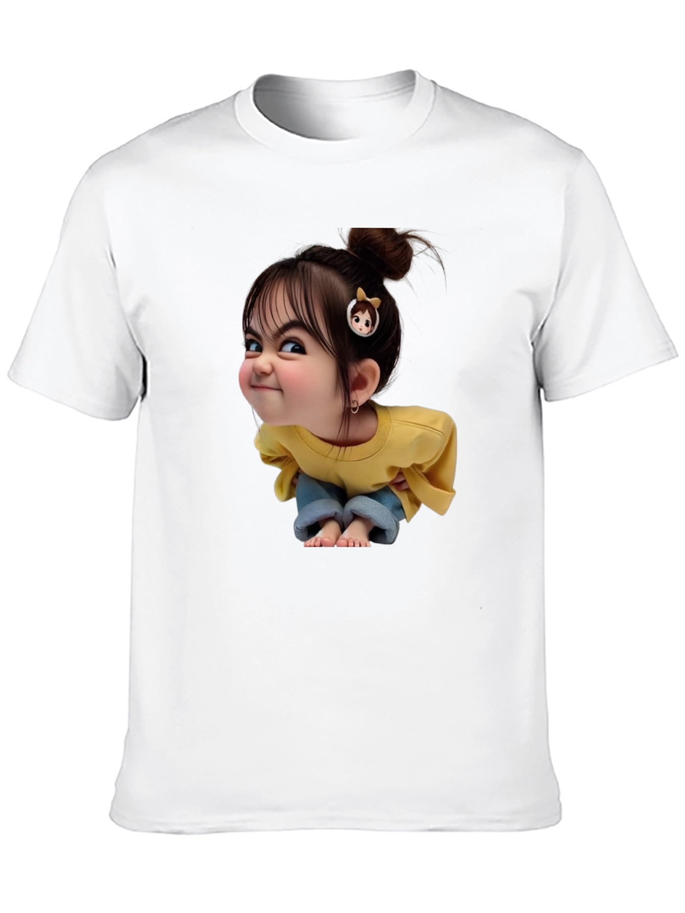 Cartoon Girl Graphic Black T-Shirt
