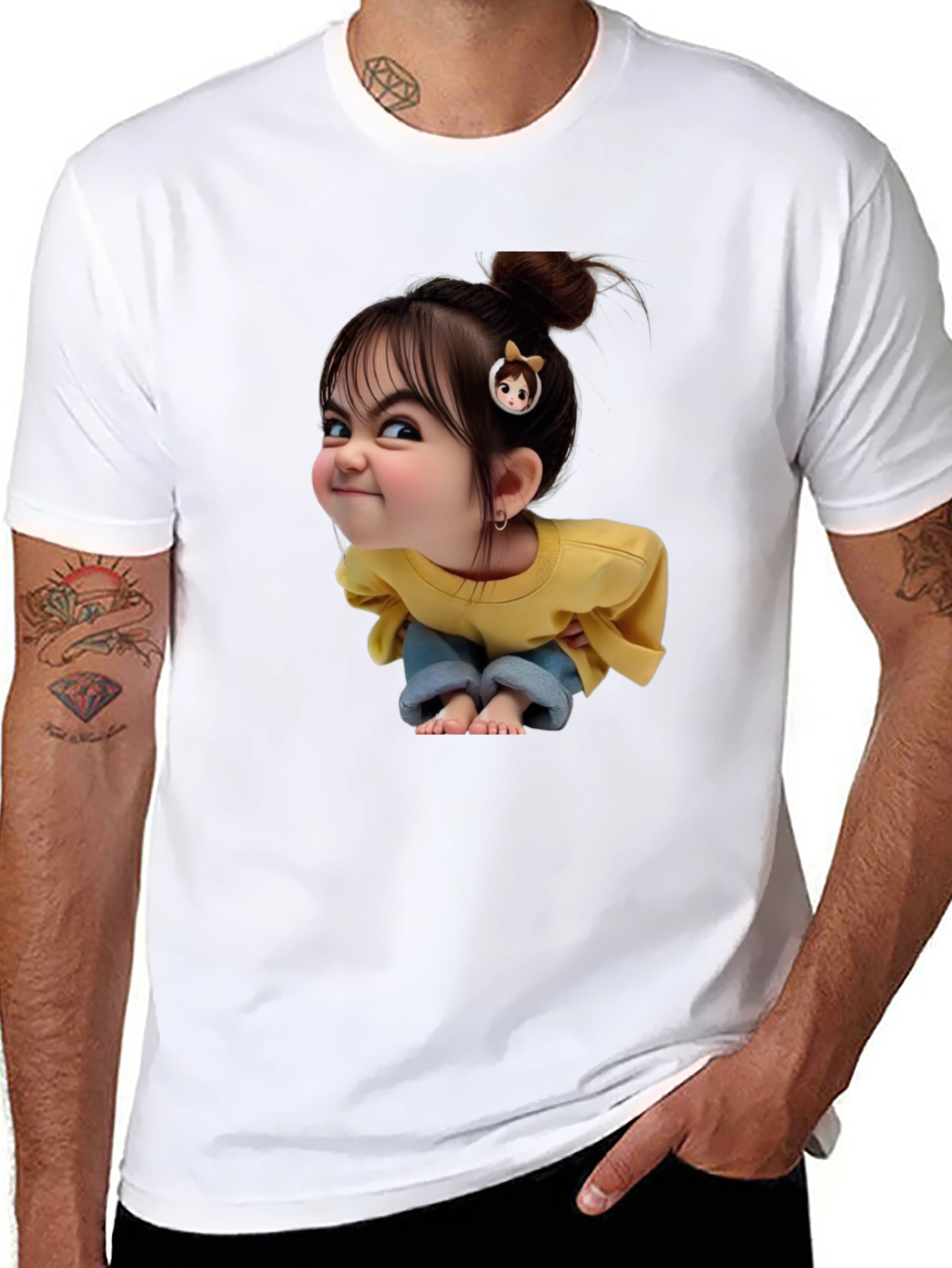 Cartoon Girl Graphic Black T-Shirt