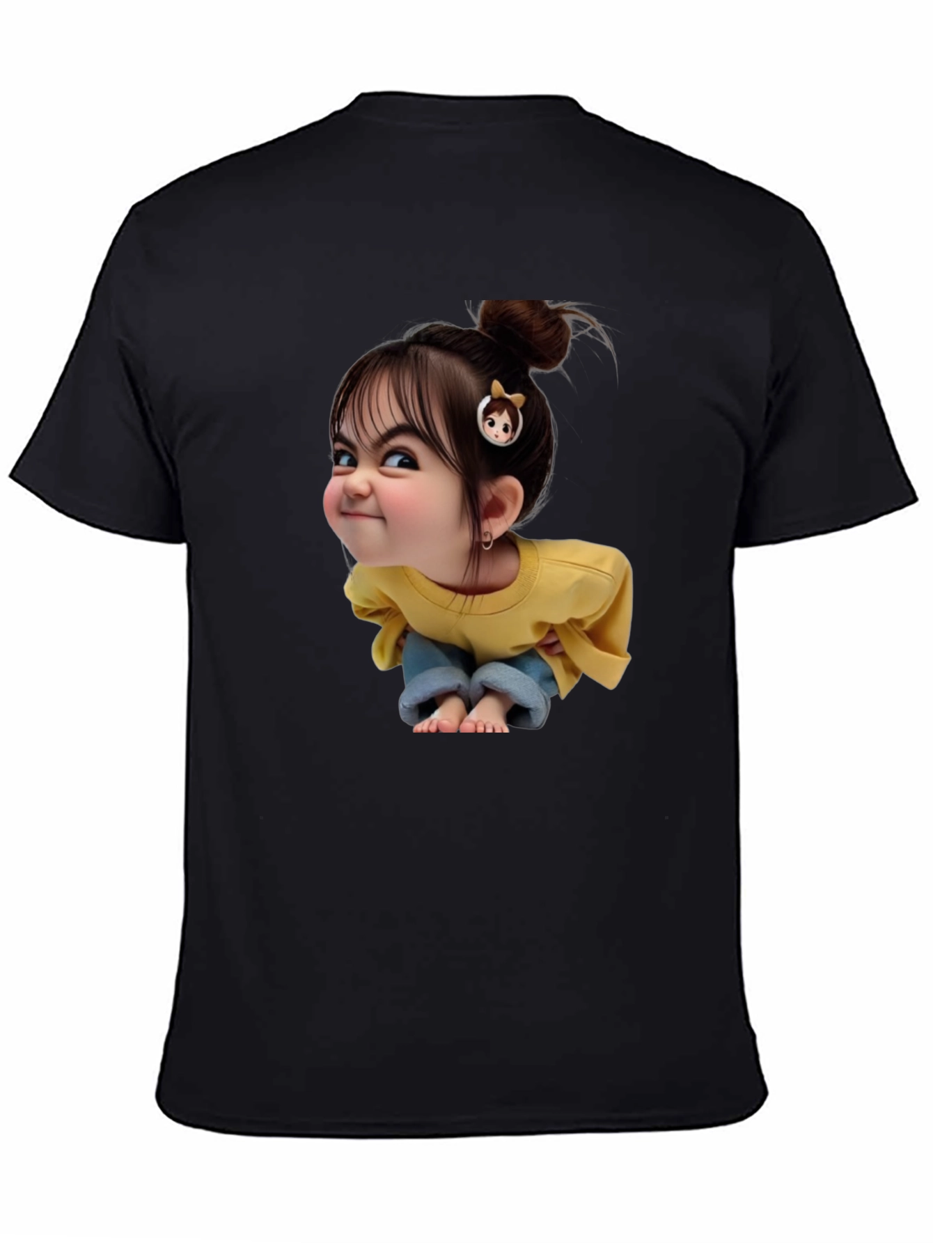 Cartoon Girl Graphic Black T-Shirt