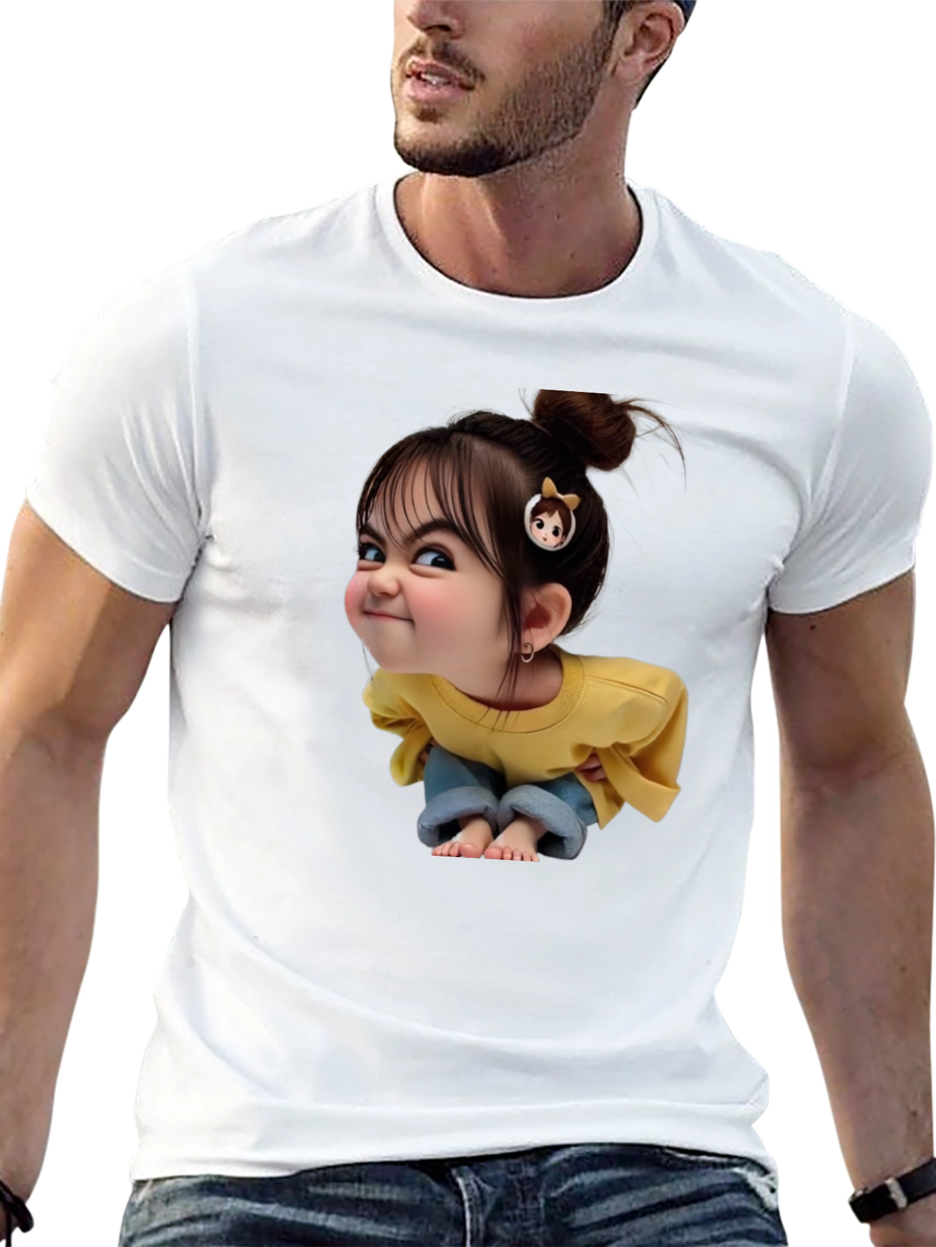 Cartoon Girl Graphic Black T-Shirt