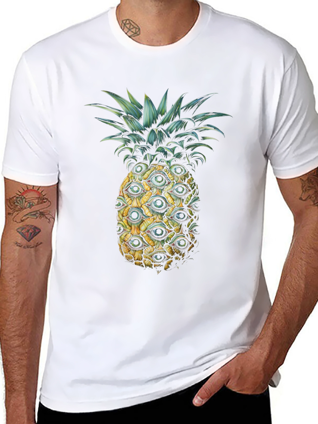 Eye Pineapple Graphic Tee - Unique Statement Shirt