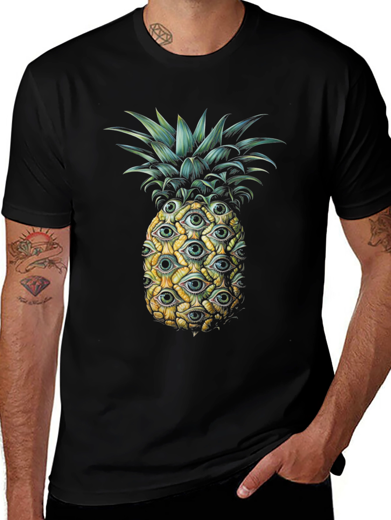 Eye Pineapple Graphic Tee - Unique Statement Shirt