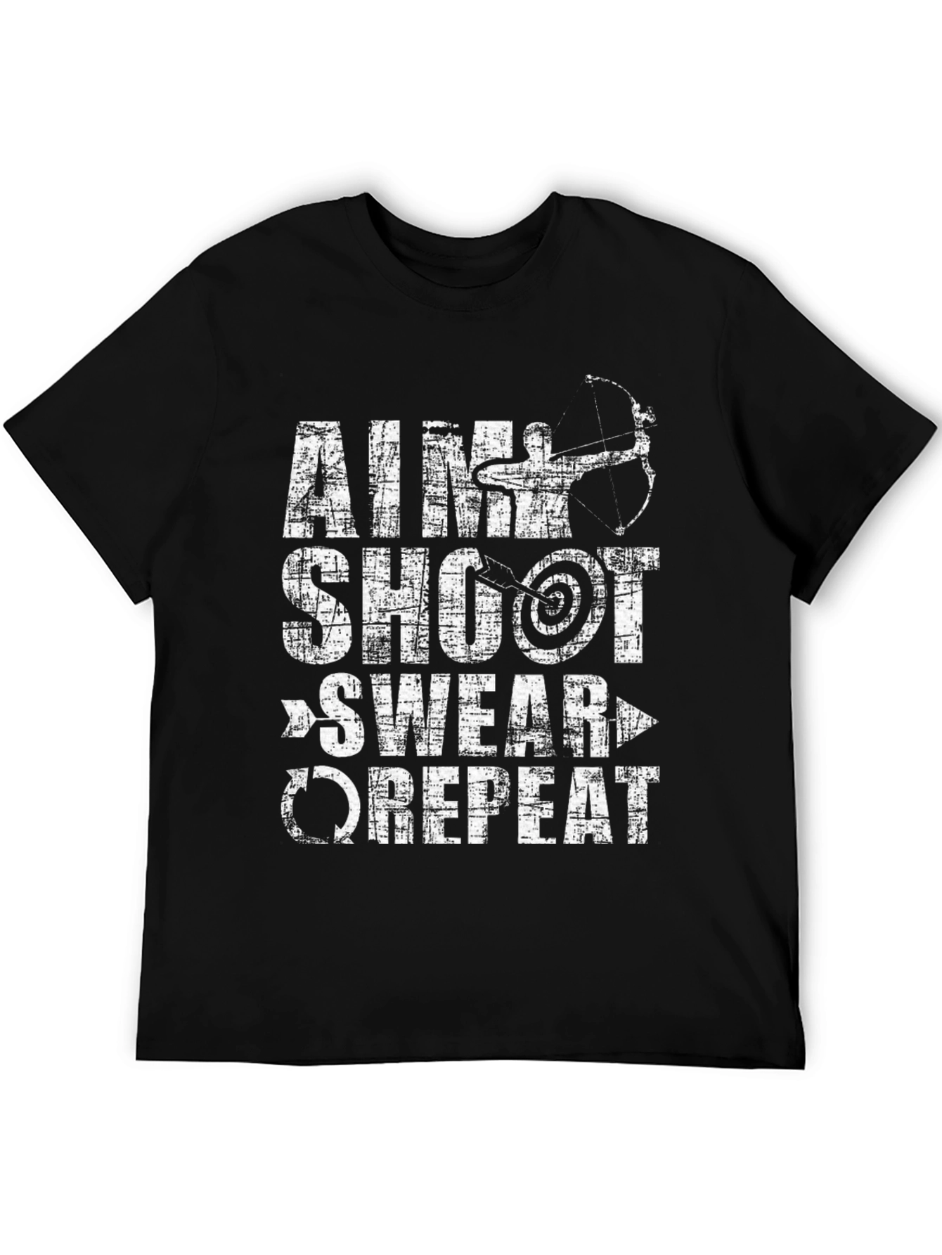 Aim Shoot Swear Repeat T-Shirt Archery Bow Arrow Target
