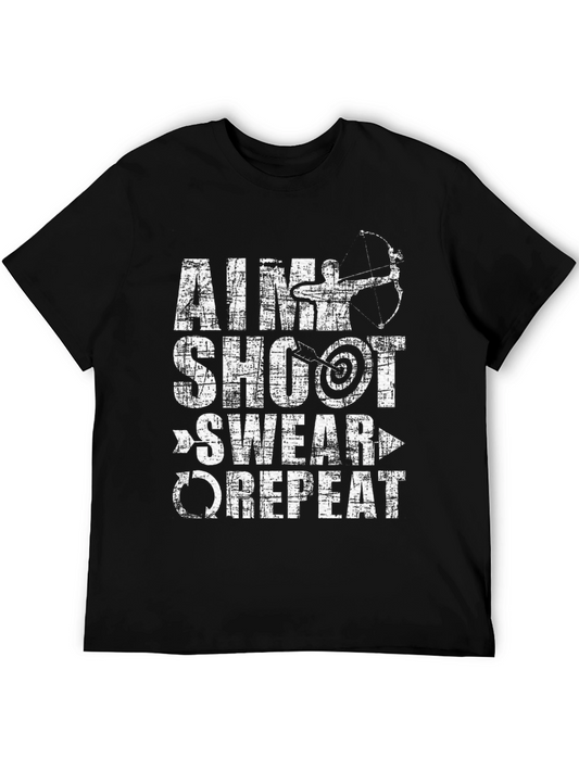Aim Shoot Swear Repeat T-Shirt Archery Bow Arrow Target