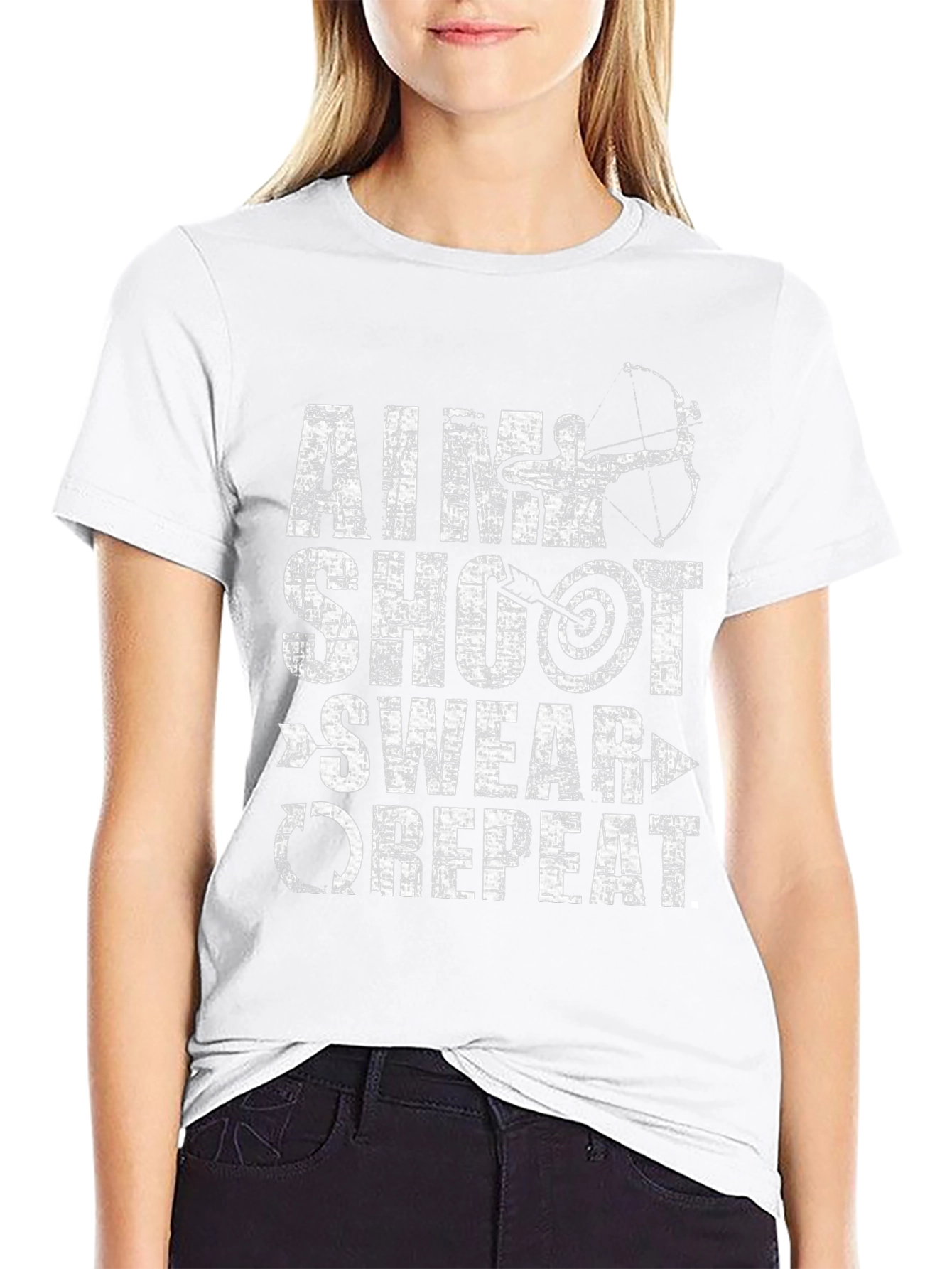 Aim Shoot Swear Repeat T-Shirt Archery Bow Arrow Target