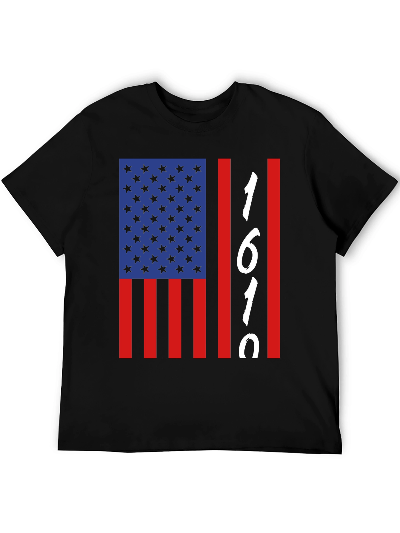 1619 USA Flag Graphic Tee - Black Cotton Blend