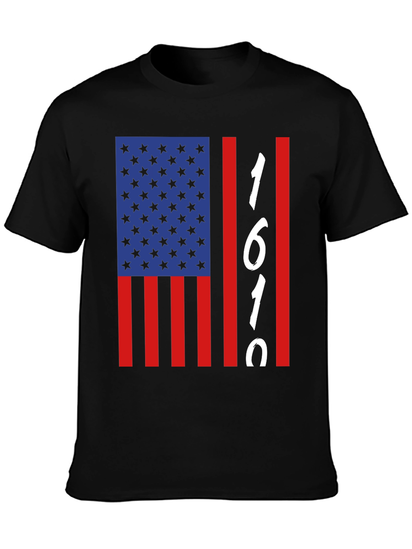 1619 USA Flag Graphic Tee - Black Cotton Blend