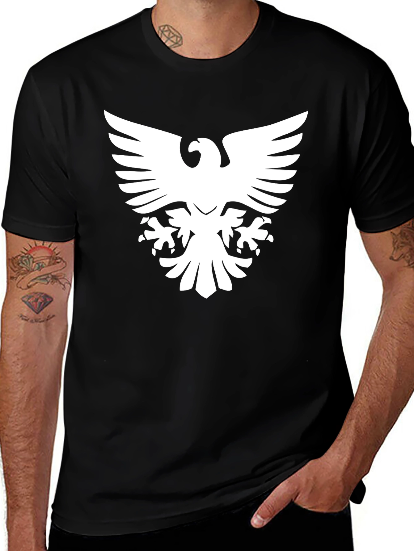 Black T-Shirt with Bold Eagle Graphic