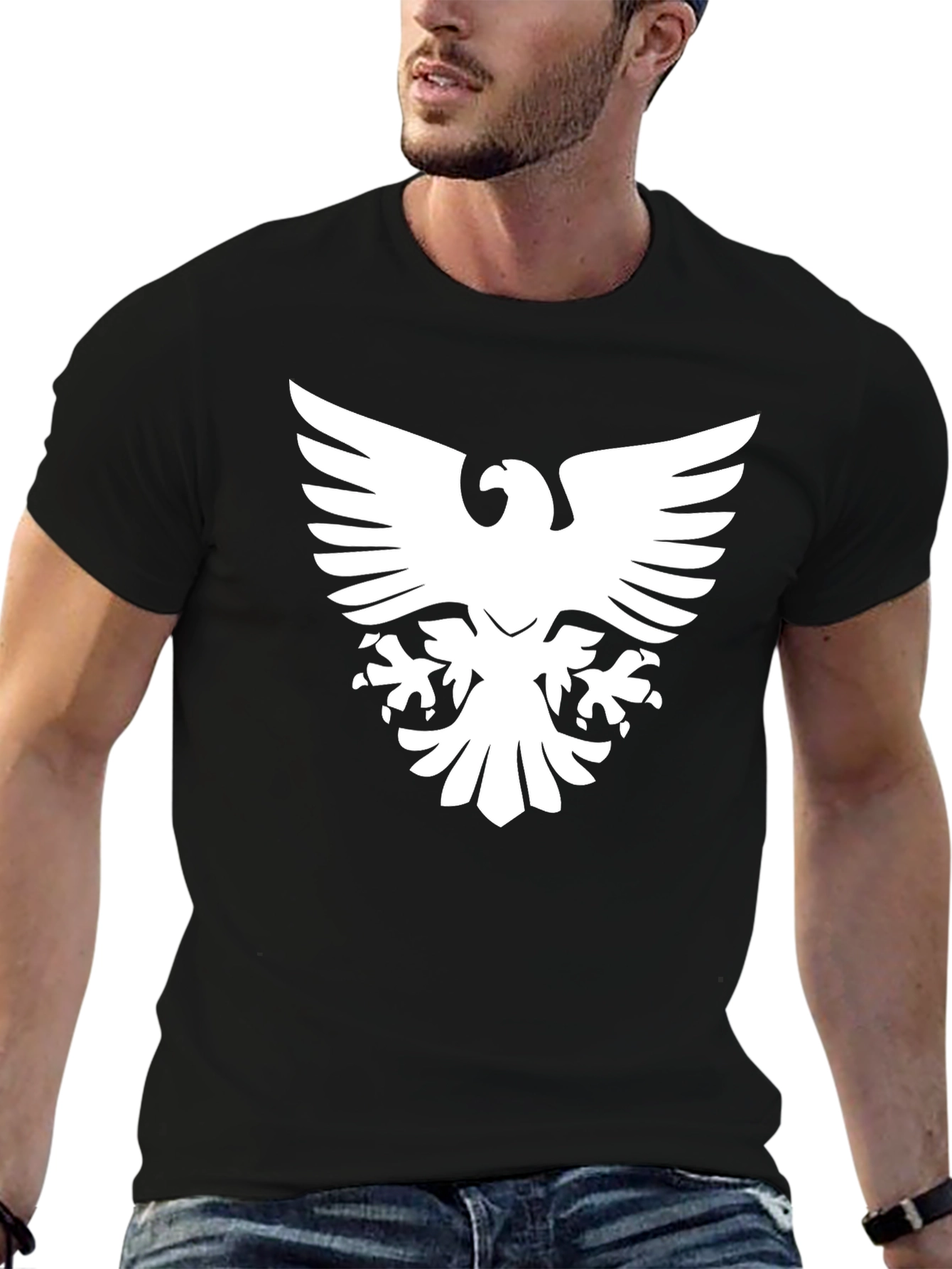 Black T-Shirt with Bold Eagle Graphic