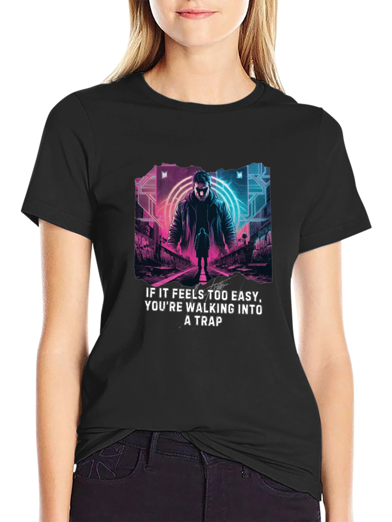 Cyberpunk Trap T-Shirt - Easy is a Trap