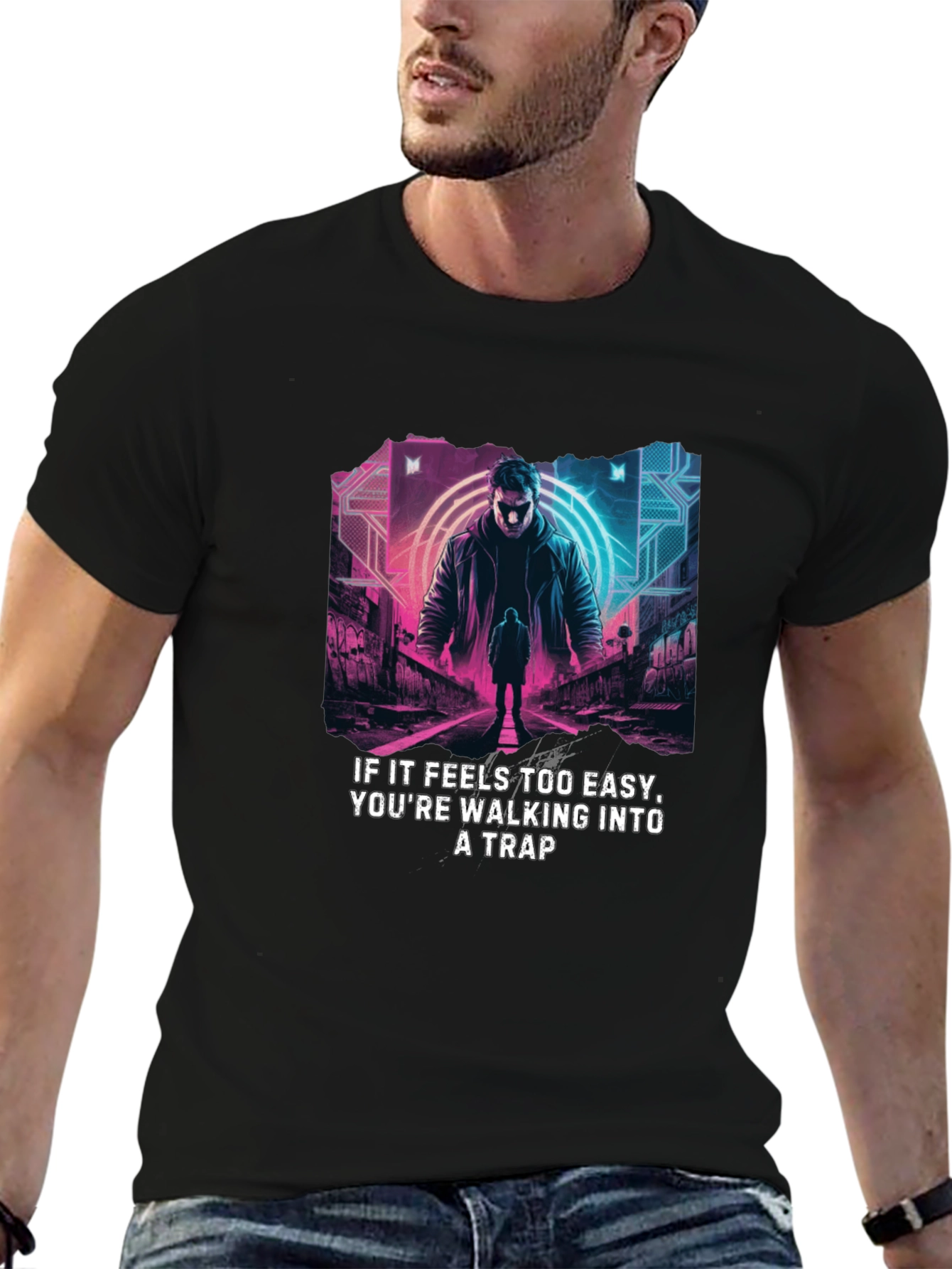 Cyberpunk Trap T-Shirt - Easy is a Trap