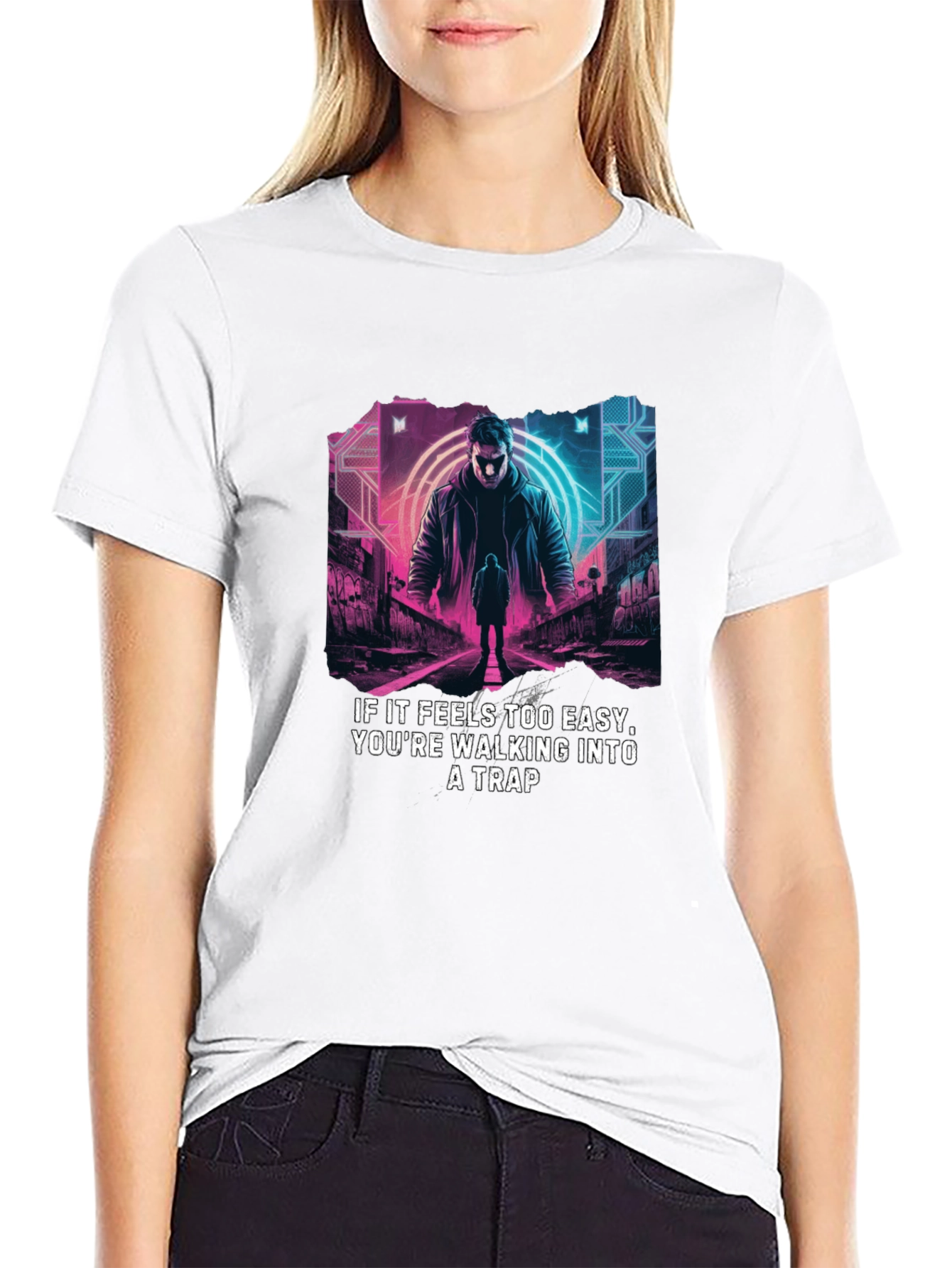 Cyberpunk Trap T-Shirt - Easy is a Trap