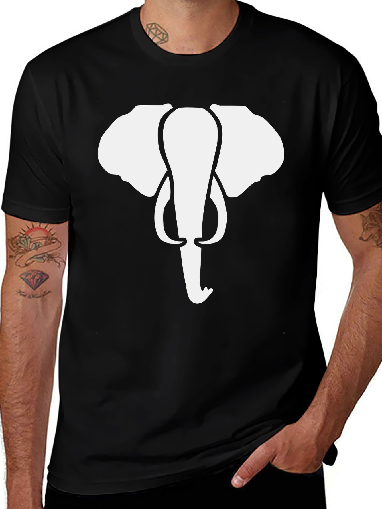 Elephant Graphic Tee - Black Cotton T-Shirt