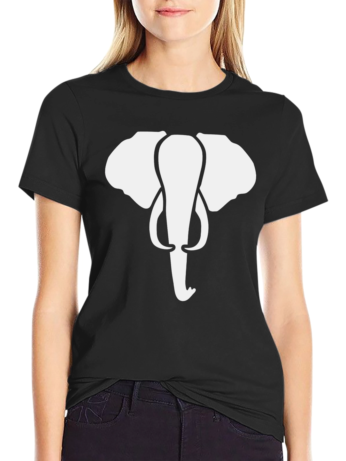 Elephant Graphic Tee - Black Cotton T-Shirt