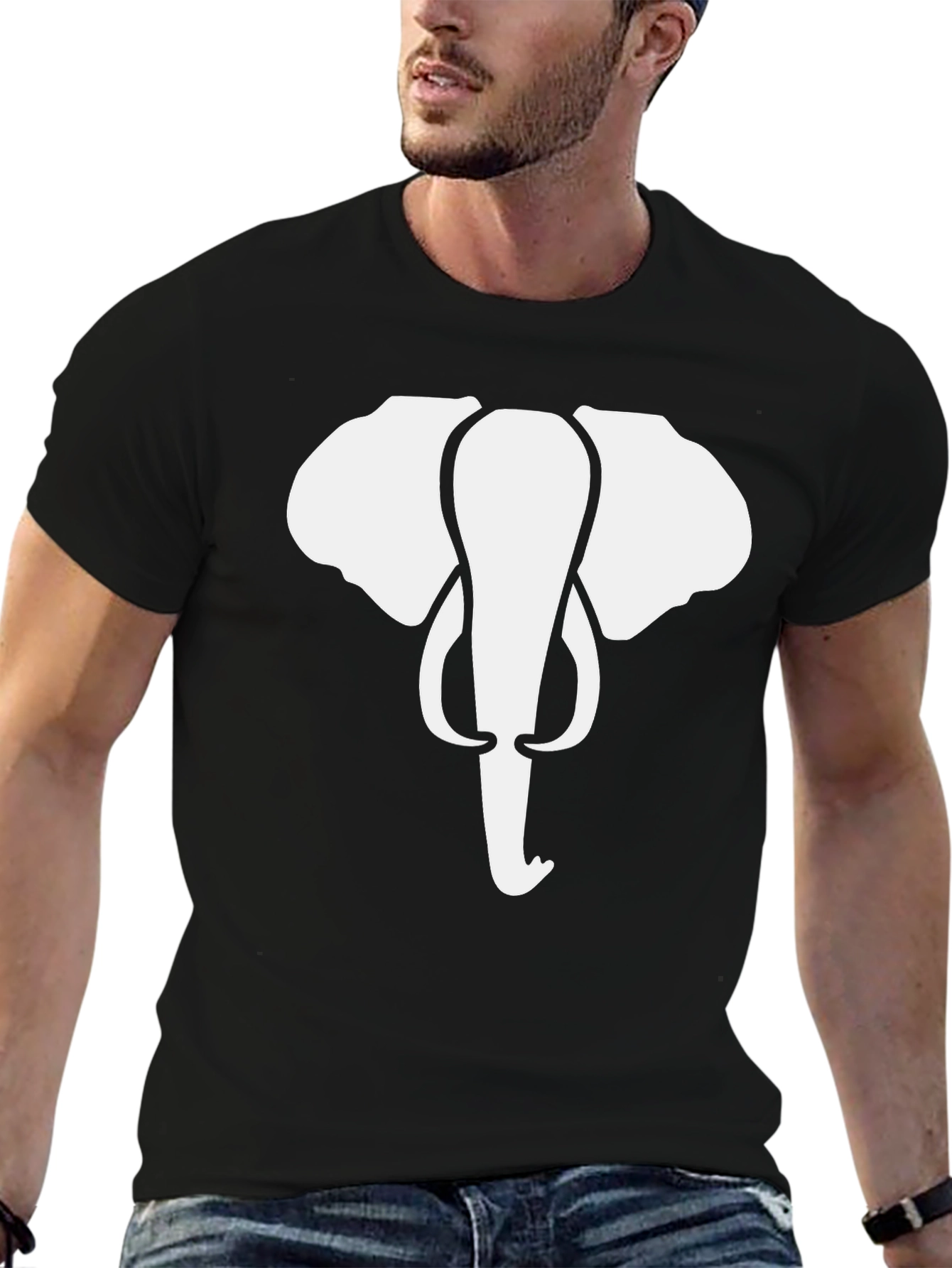 Elephant Graphic Tee - Black Cotton T-Shirt